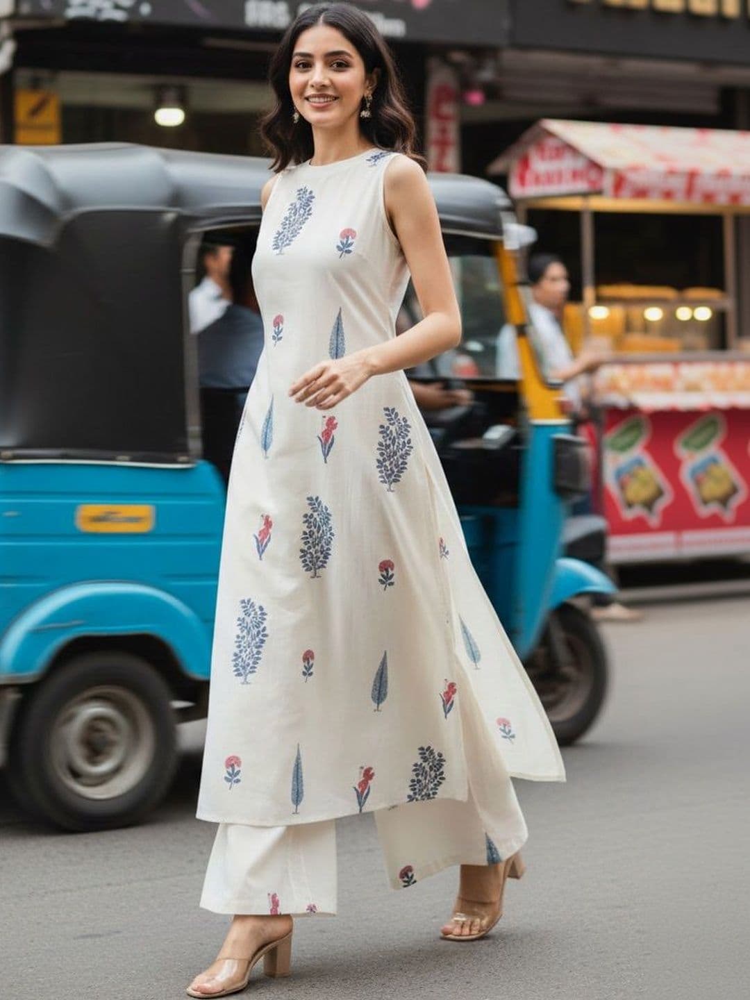 Keitra Women Printed Regular Pure Cotton Kurta with Palazzos - view 1