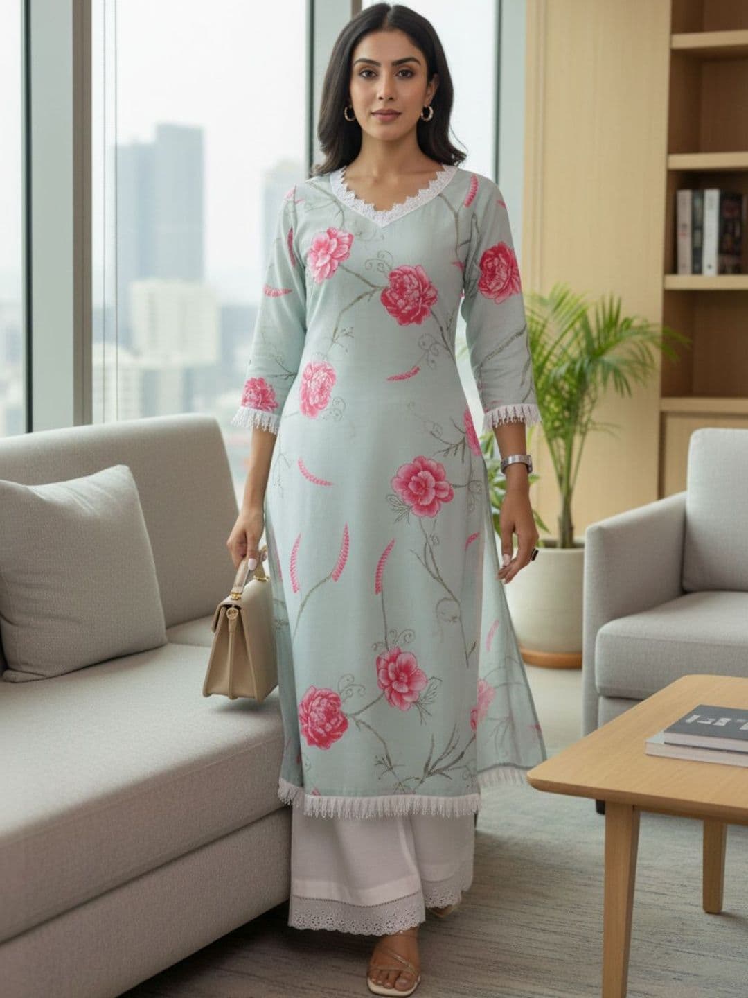 Varanga Women Floral Printed Floral Kurta - view 1