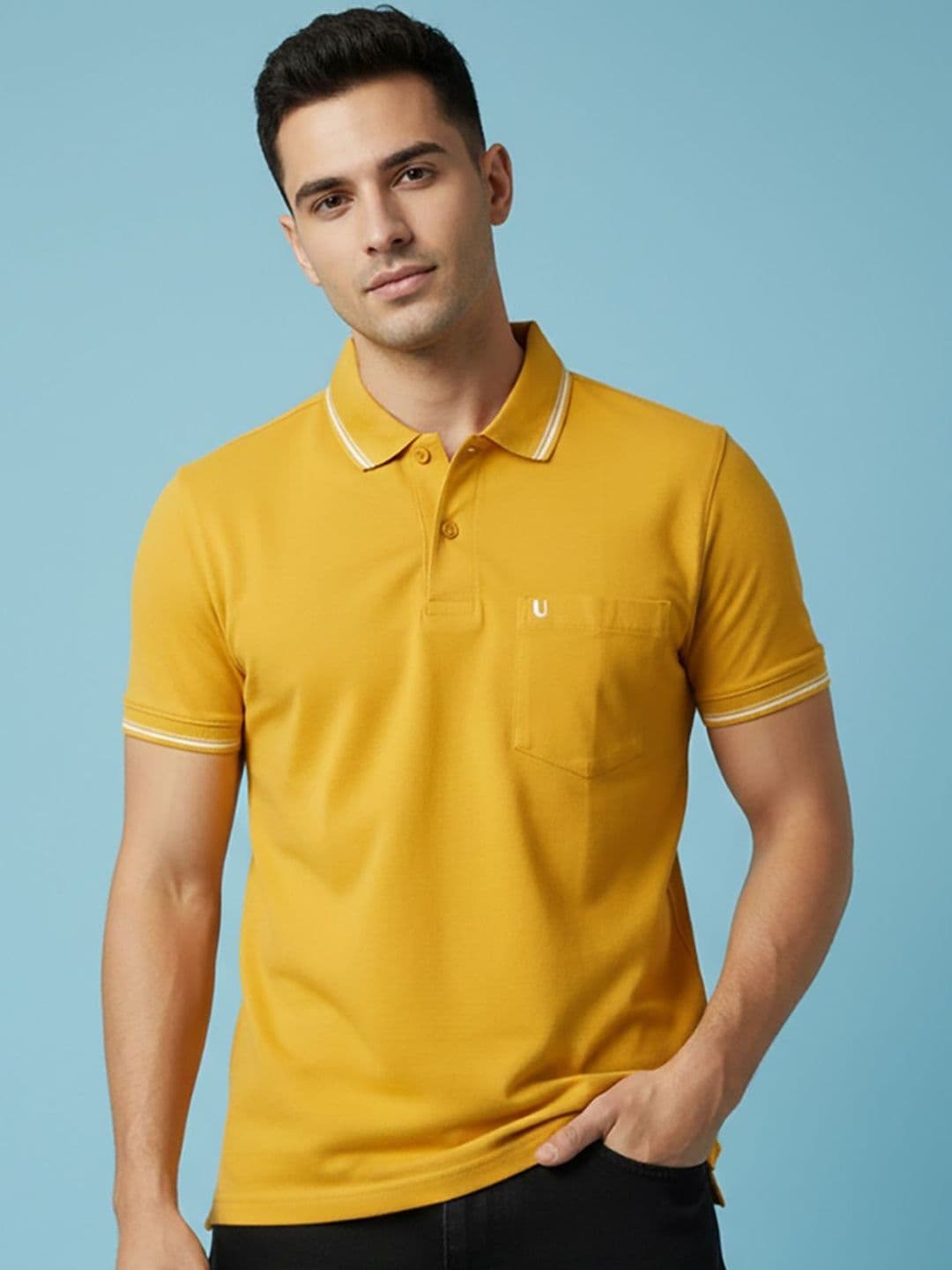 UNIBERRY JEANS Men Brand Logo Polo Collar Pockets T-shirt - view 1