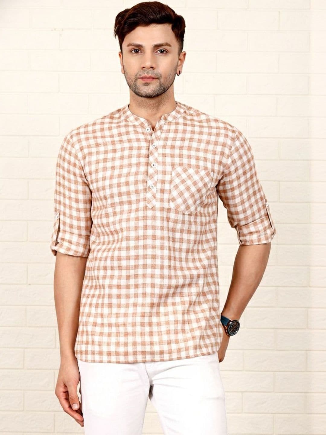 Anouk Rustic Men Checked Kurta - view 1