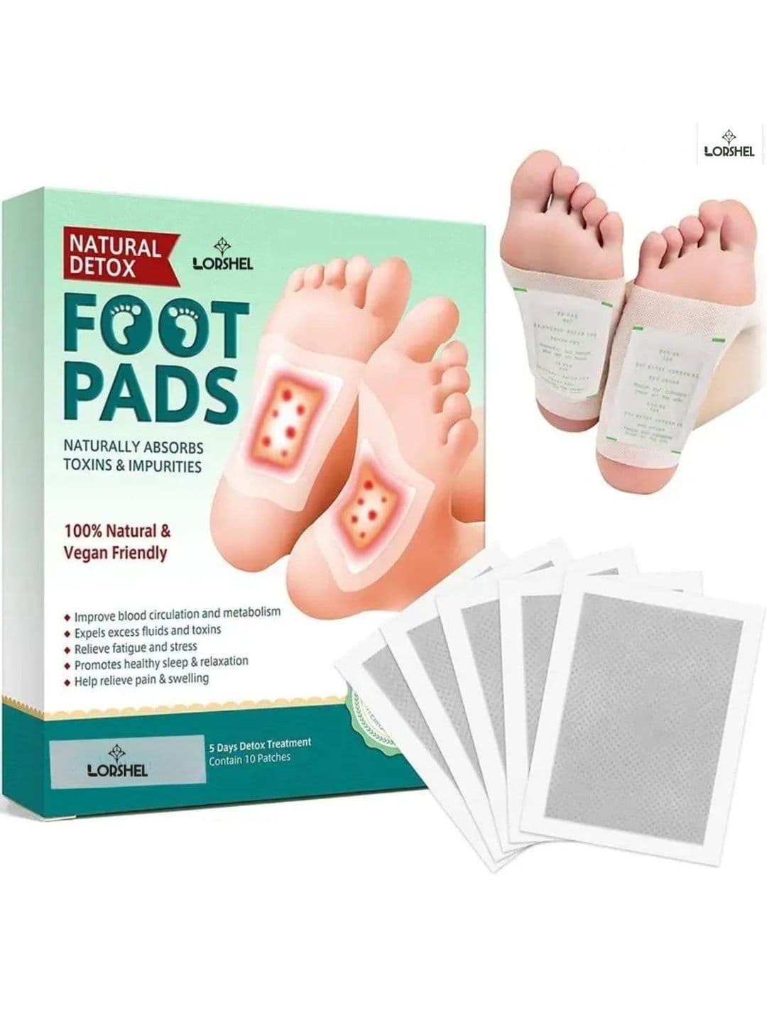 lorshel Herbal Detox Foot Patch Overnight Action Ginger Detox Foot Pads - view 1