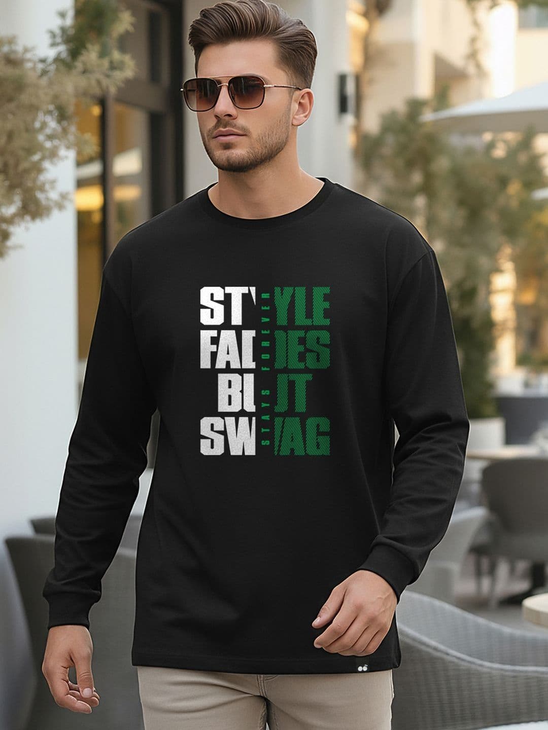 Bewakoof Men Jet Black Style Swag Typography Oversized T-shirt - view 1