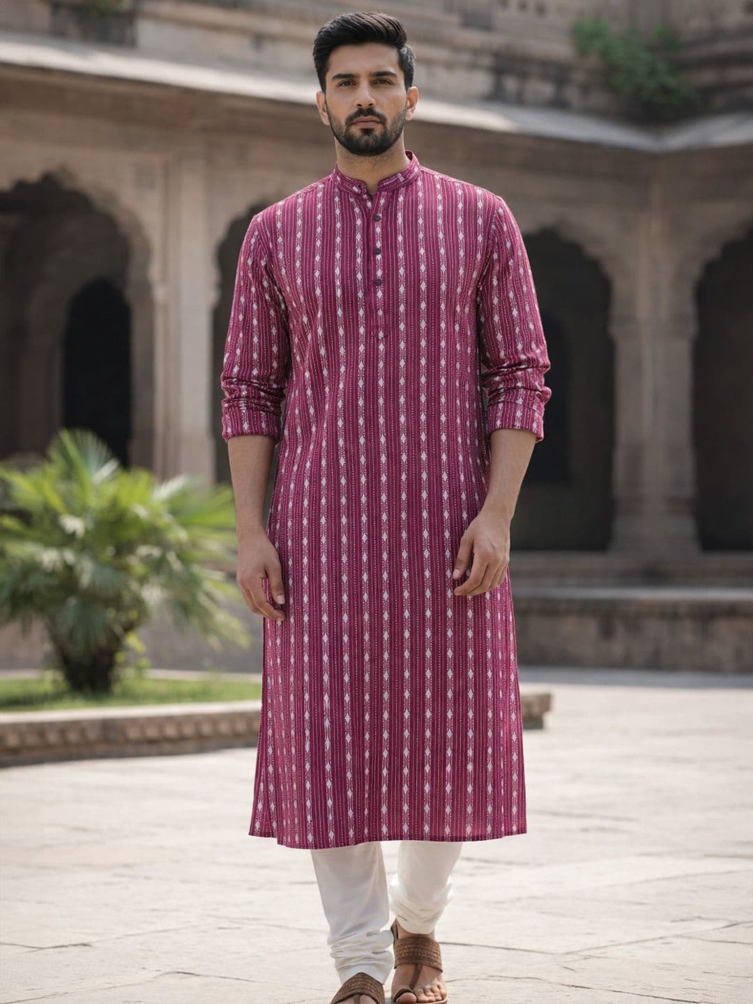 LADSLOOM Men Red Kurtas - view 1