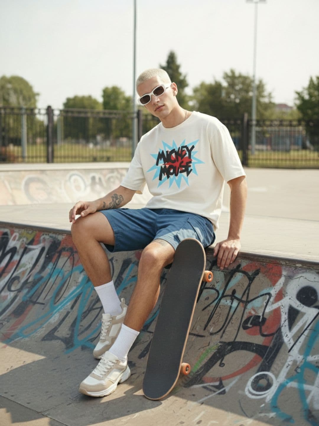 Kook N Keech Mickey Mouse Printed Pure Cotton Oversized T-shirt - view 1