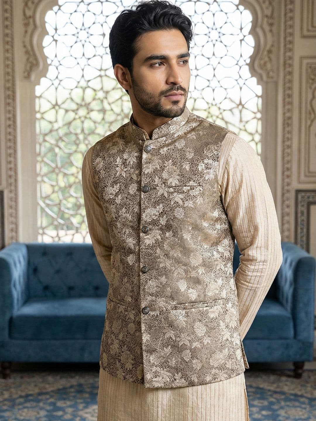 Jompers Woven Design Nehru Jackets - view 1