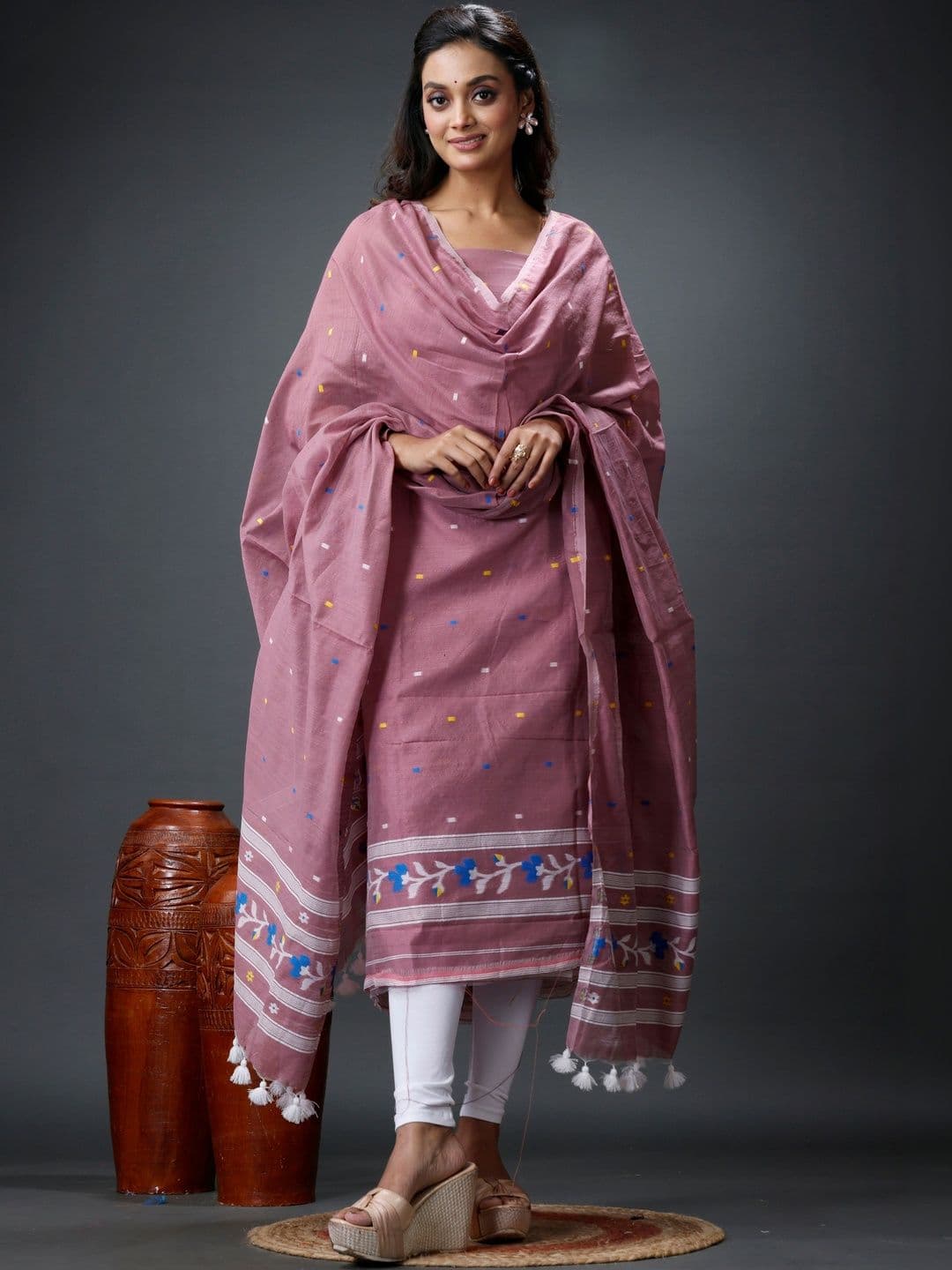 oishani saree ghor Pure Cotton Unstitched Dress Material - view 1