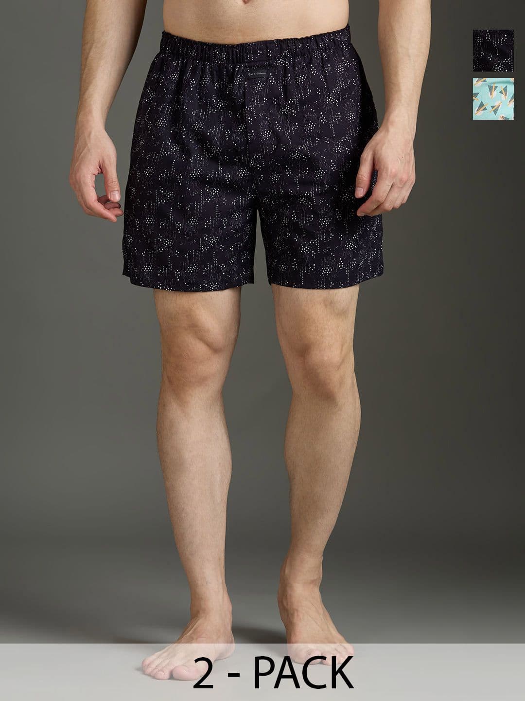 Mast & Harbour Pack Of 2 Men Printed Pure Cotton Mid-Rise Boxer - view 1