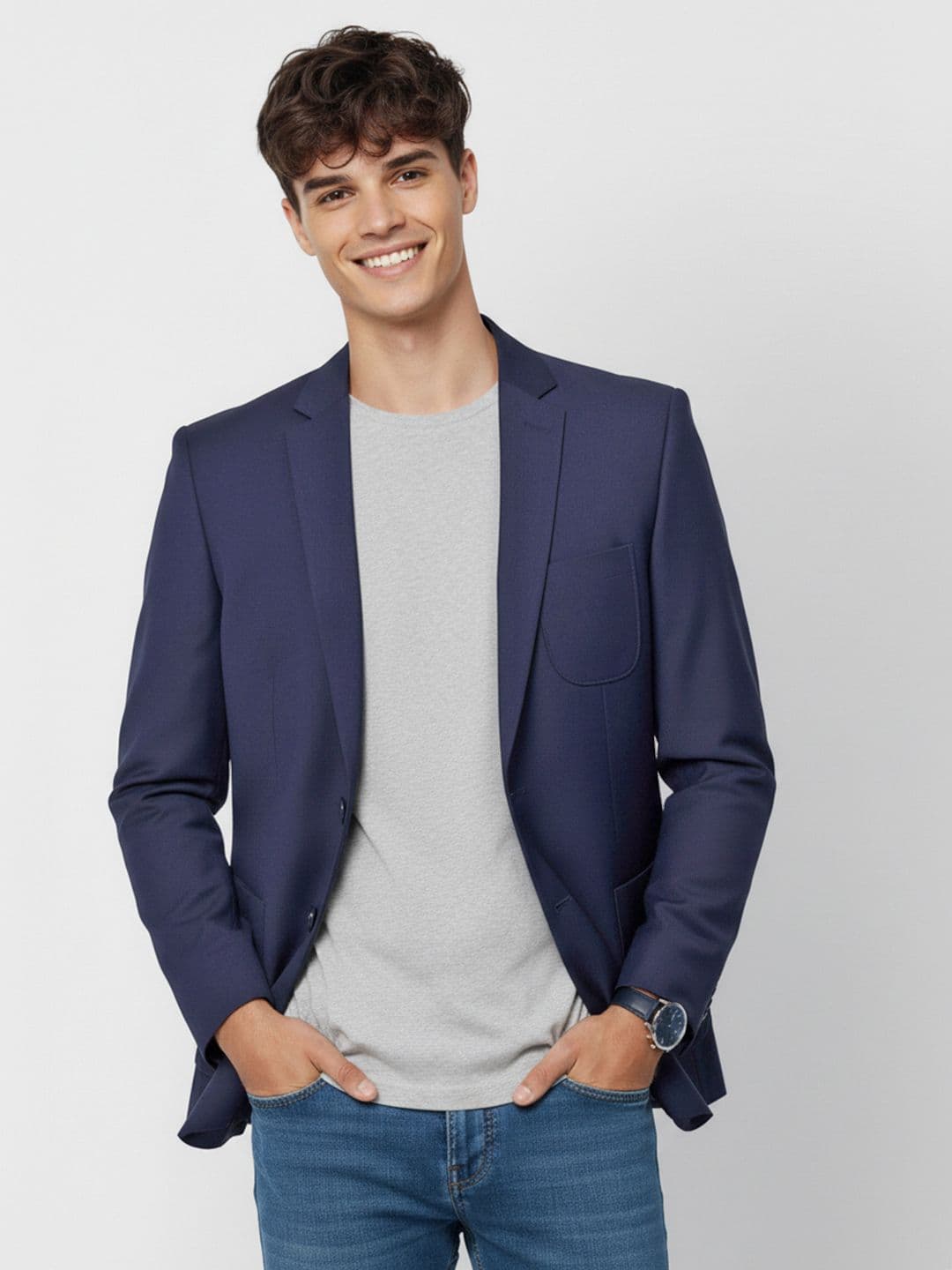 Mast & Harbour Notched Lapel Collar Single-Breasted Blazer with Chest Pocket - view 1