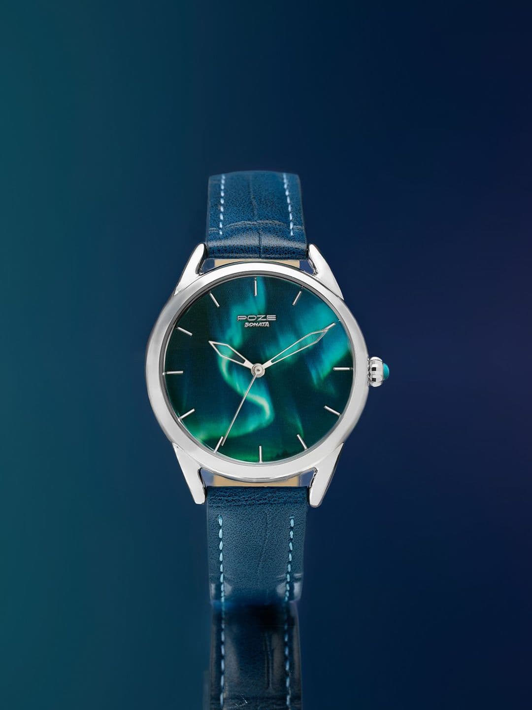 Sonata Unisex Northern Lights inspired Poze Quartz Analog Blue Dial Watch - SP70100SL01W - view 1