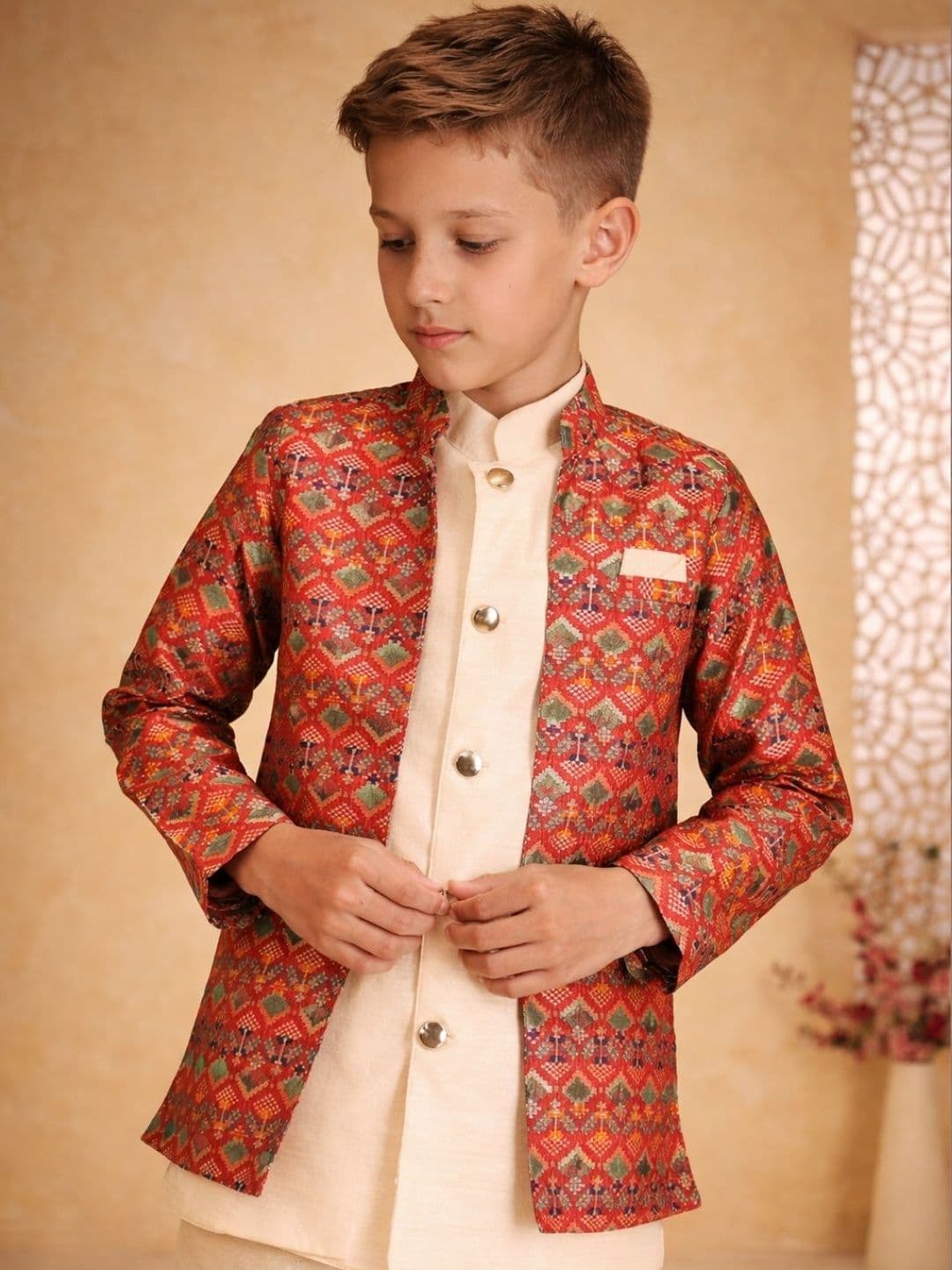 BAESD Brocade Mandarin Collar Sherwani - view 1