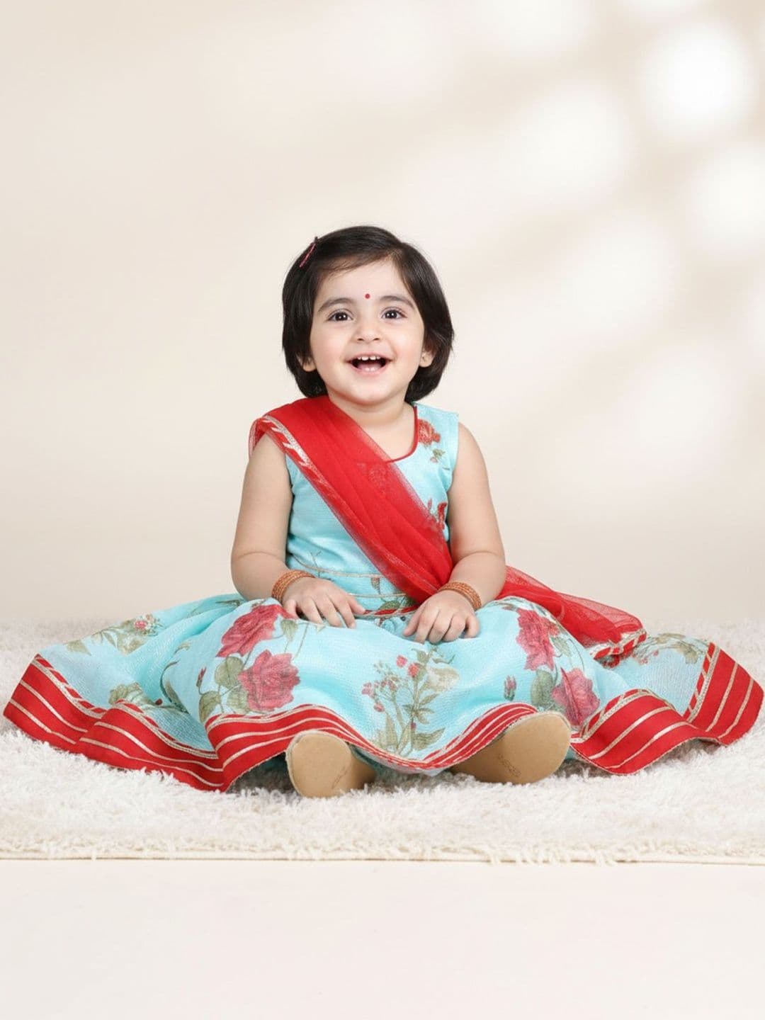 Sangria Girls Printed Round Neck Flared Lehenga Choli - view 1