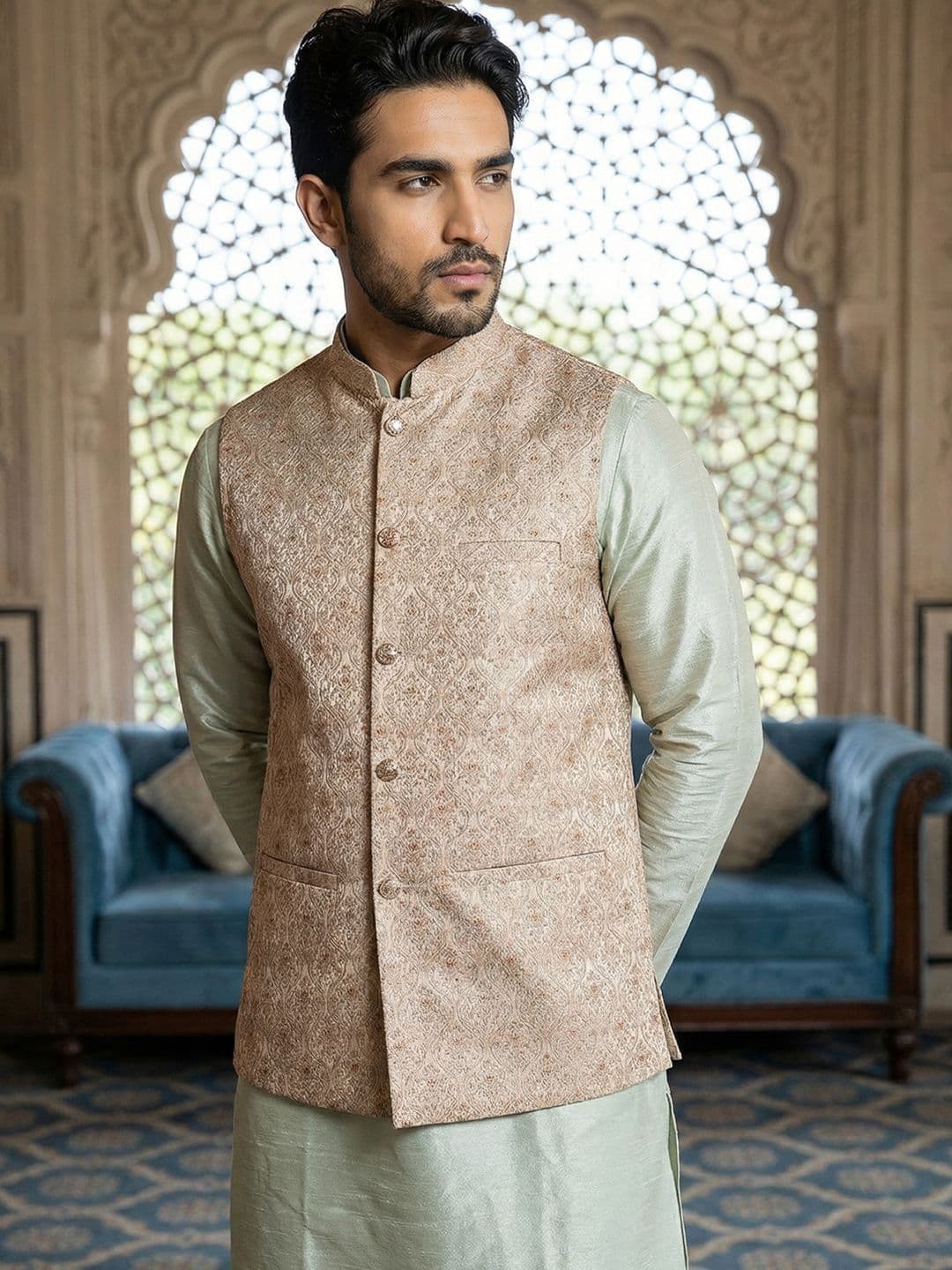 Jompers Woven Design Nehru Jackets - view 1