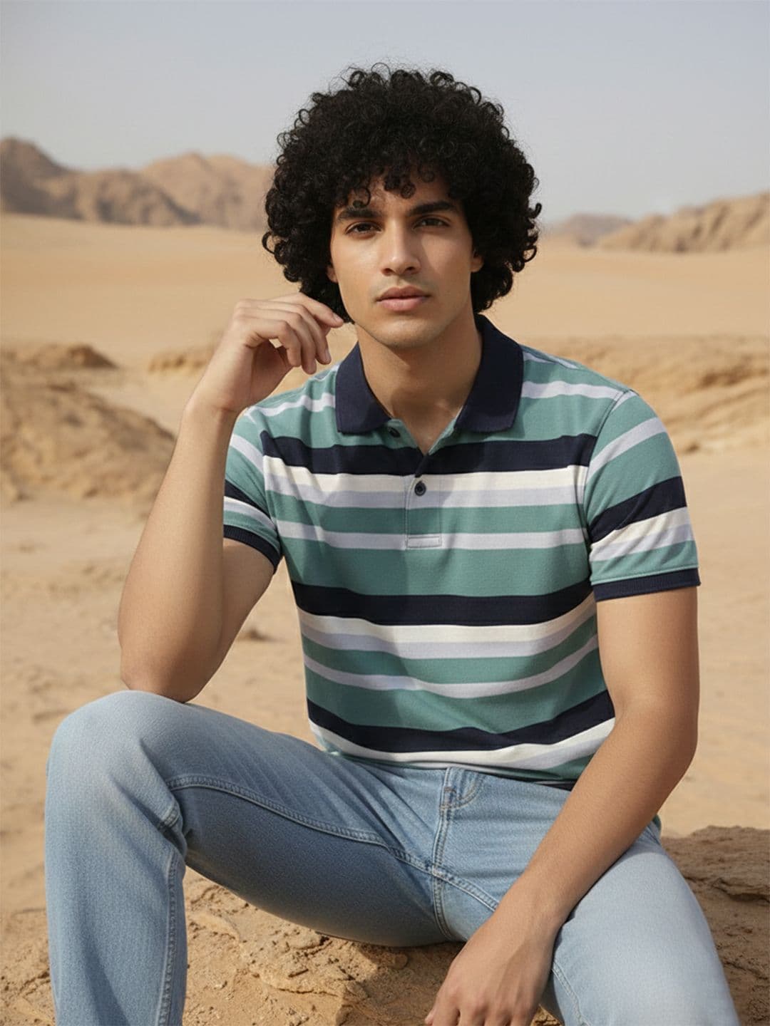 The Roadster Life Co. Striped Relaxed Cotton Regular Fit T-shirt - view 1