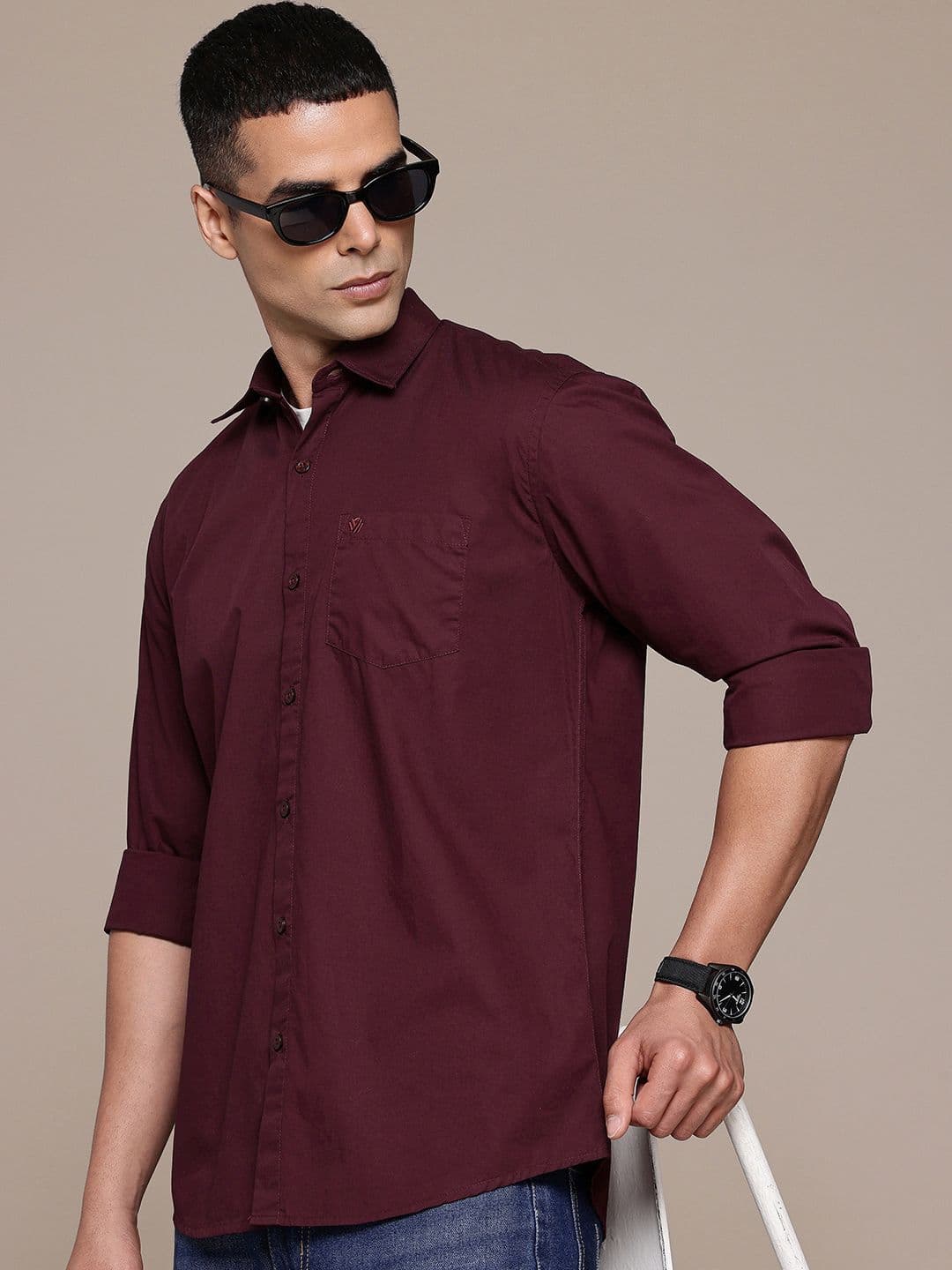BLUE SQUAD Burgundy Regular Fit Casual Shirt - view 1