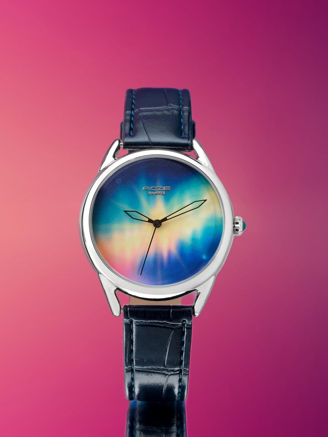 Sonata Unisex Northern Lights inspired Poze Quartz Analog Blue Dial Watch - SP70100SL03W - view 1