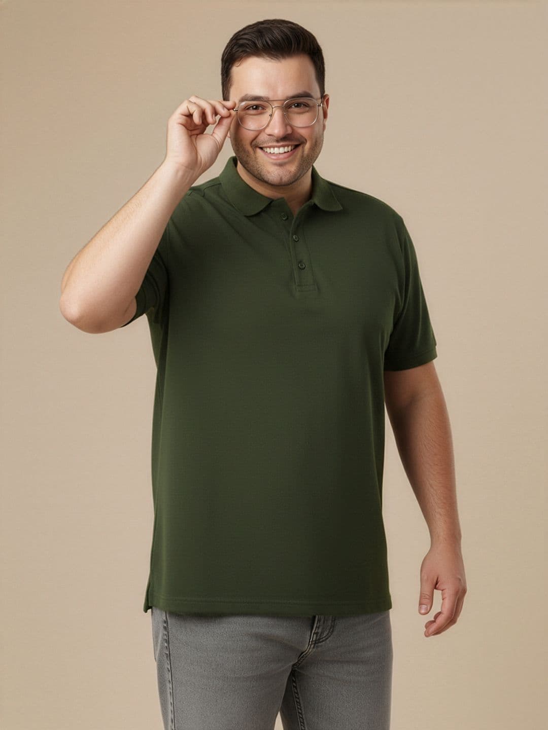 Sztori Plus Size Polo Collar Pure Cotton T-shirt - view 1