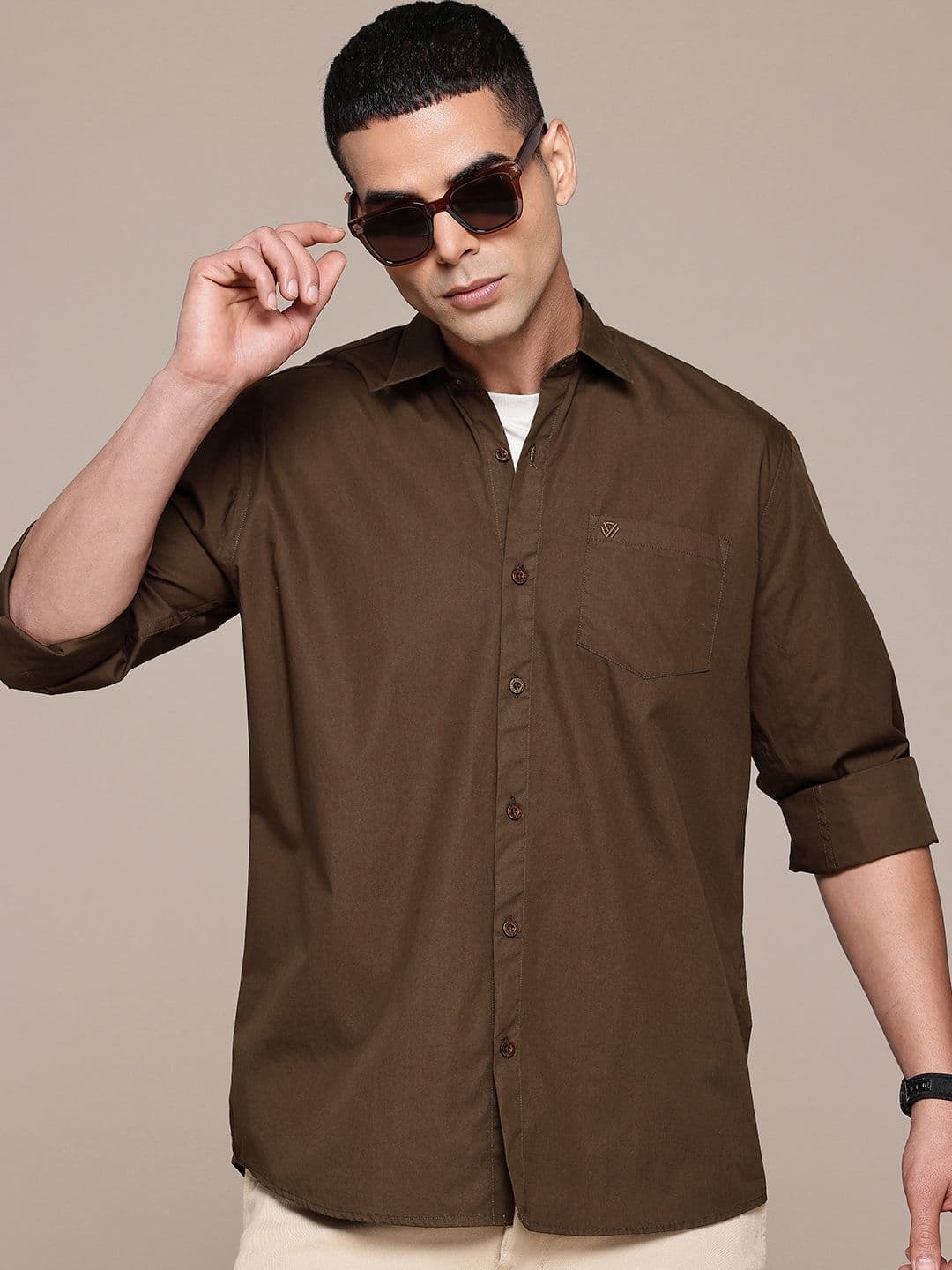 BLUE SQUAD Coffee Brown Regular Fit Casual Shirt - view 1