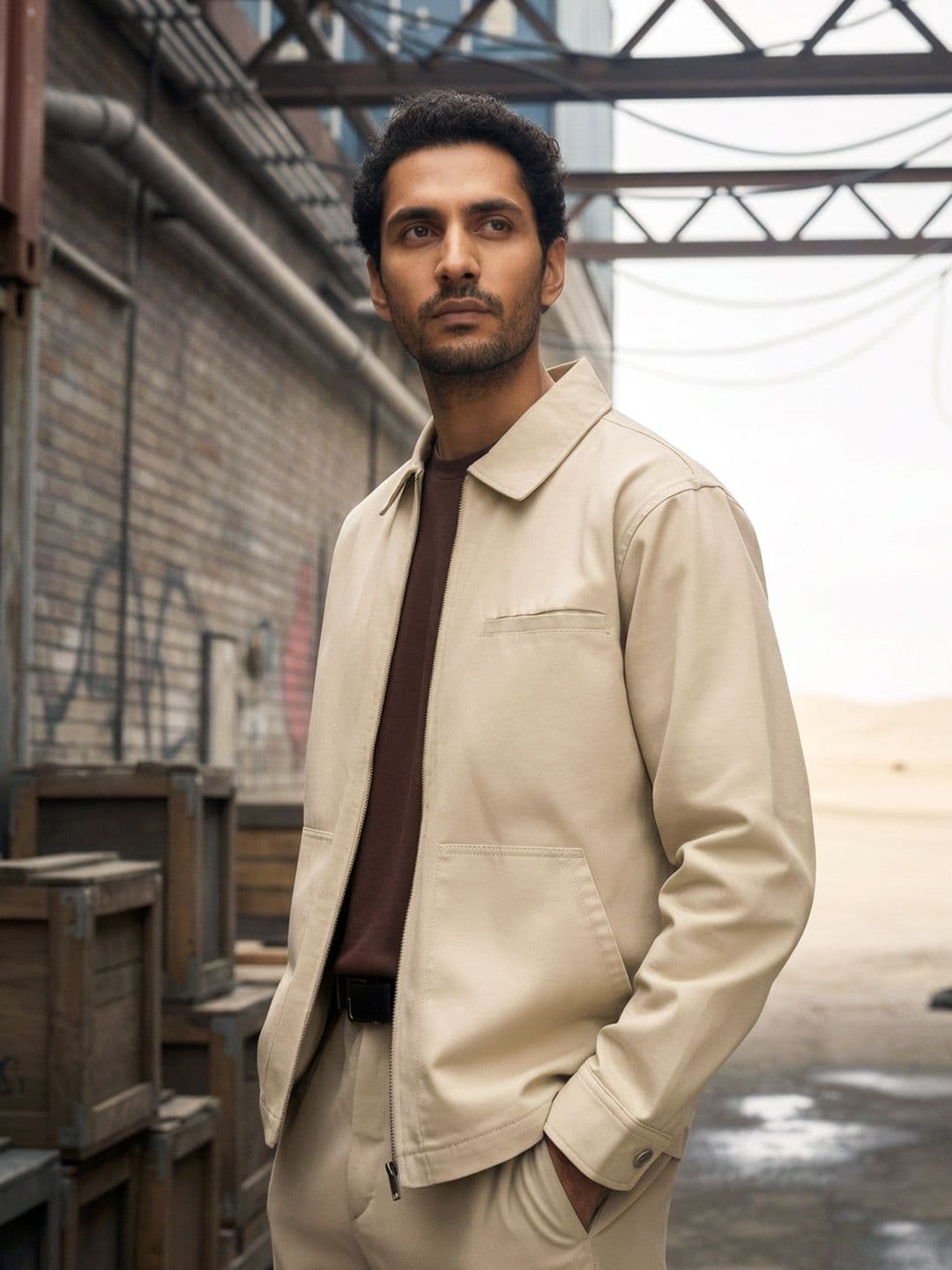 XYXX Men Zip Up Solid Canvas Cotton Boxy Fit Jacket - view 1