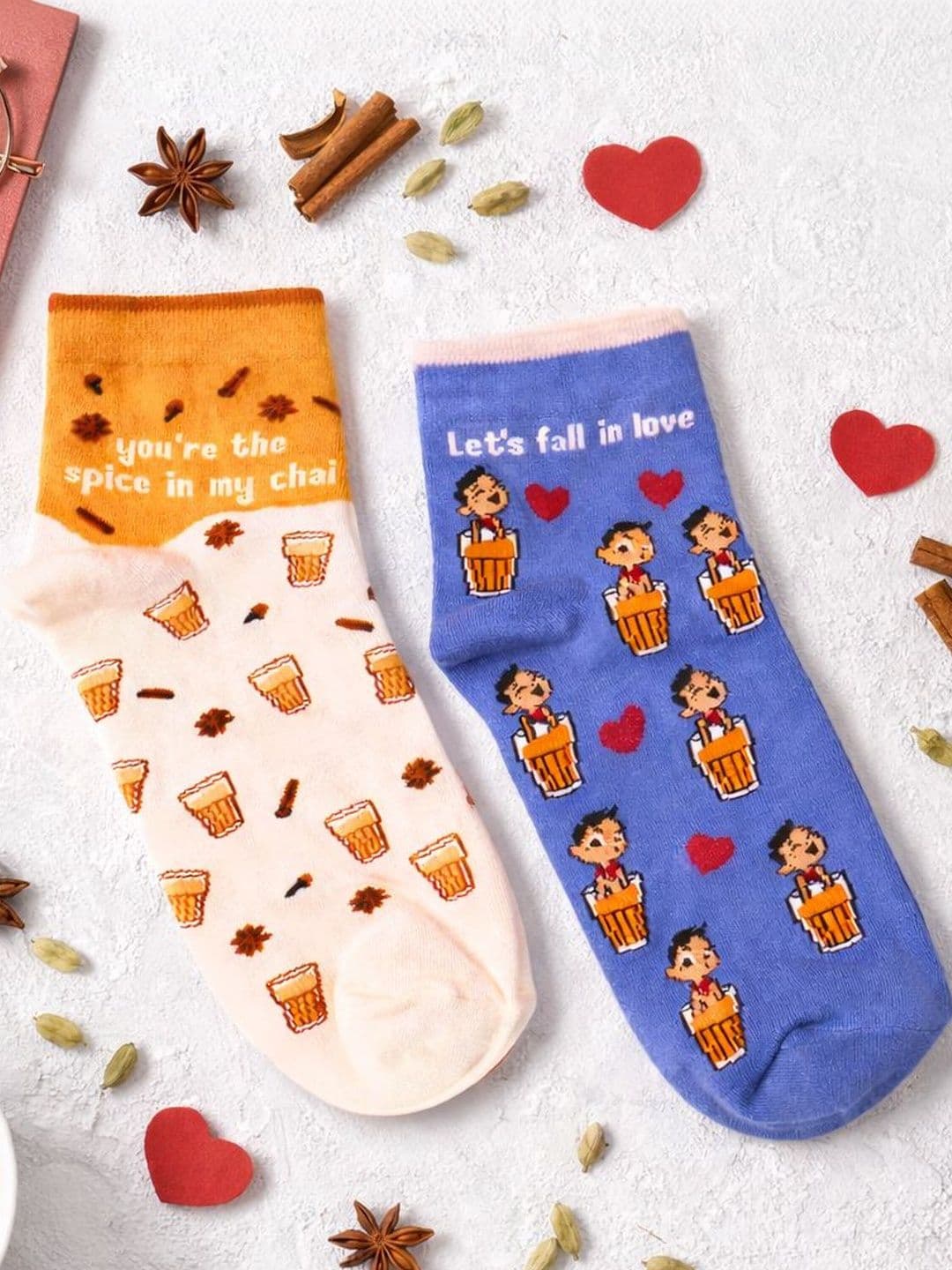 Thela Gaadi Unisex Pack of 2 Cotton Blend Patterned Above Ankle Socks - view 1