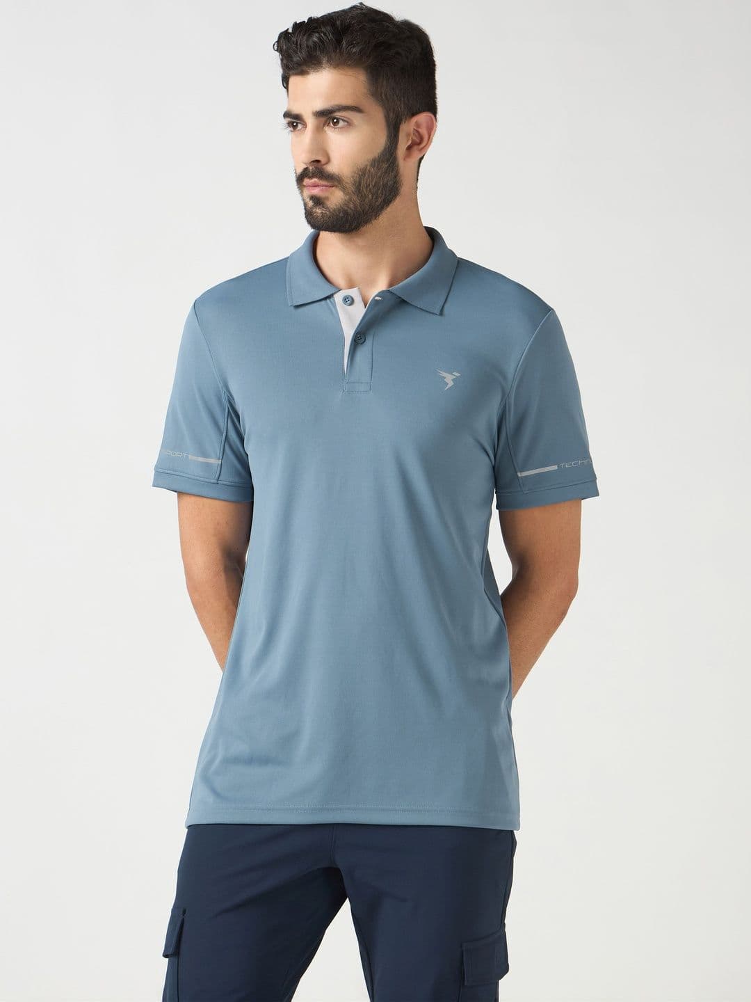 Technosport Men Brand Logo Polo Collar Anti Static Slim Fit T-shirt - view 1