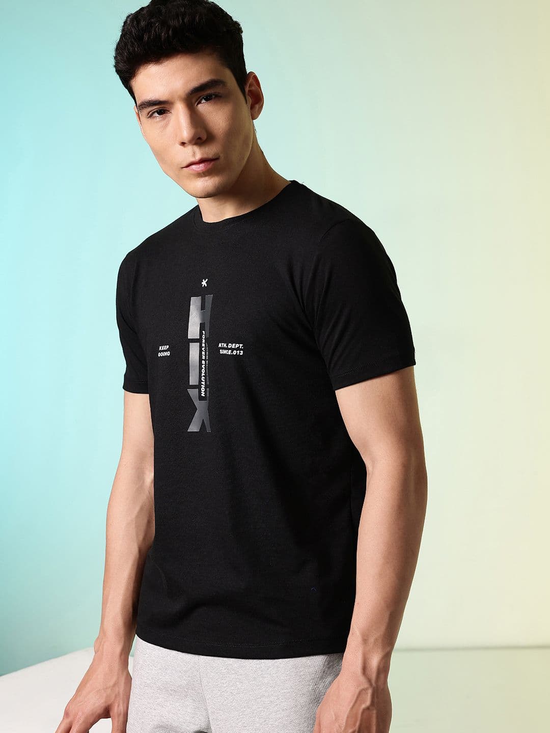 HRX by Hrithik Roshan Brand Logo Printed Pure Cotton T-shirt - view 1