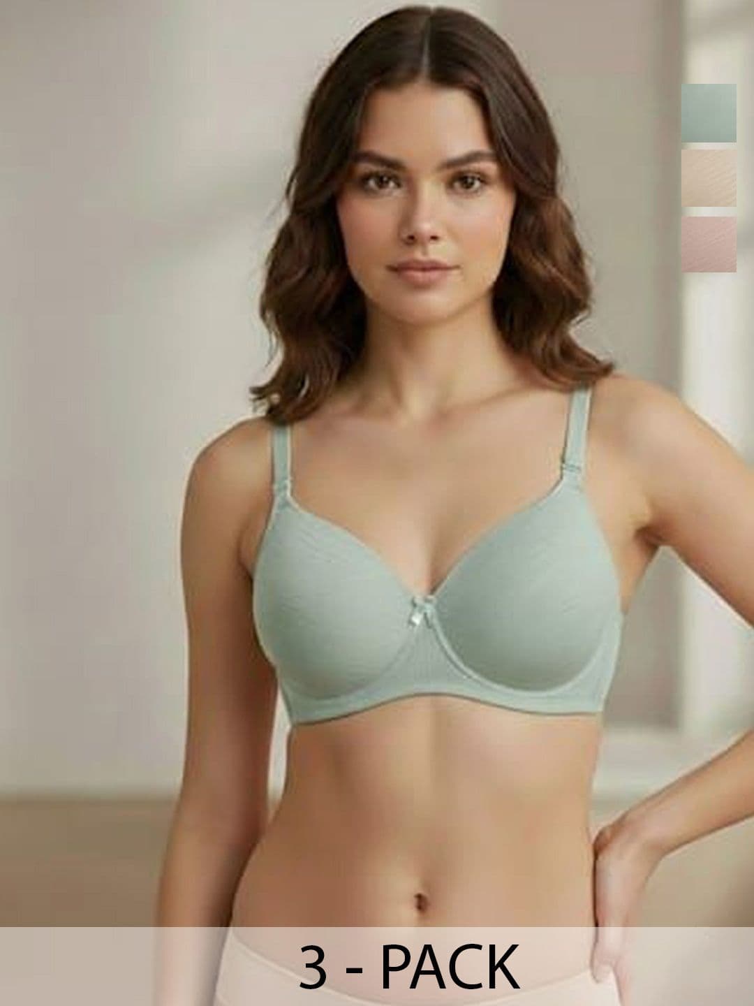 FUNAHME Pack Of 3 Full Coverage Lightly Padded Bras - view 1