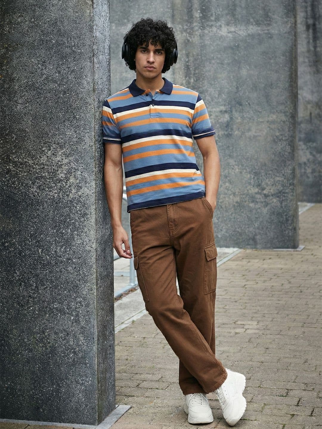 The Roadster Life Co. Striped Polo Collar T-shirt - view 1