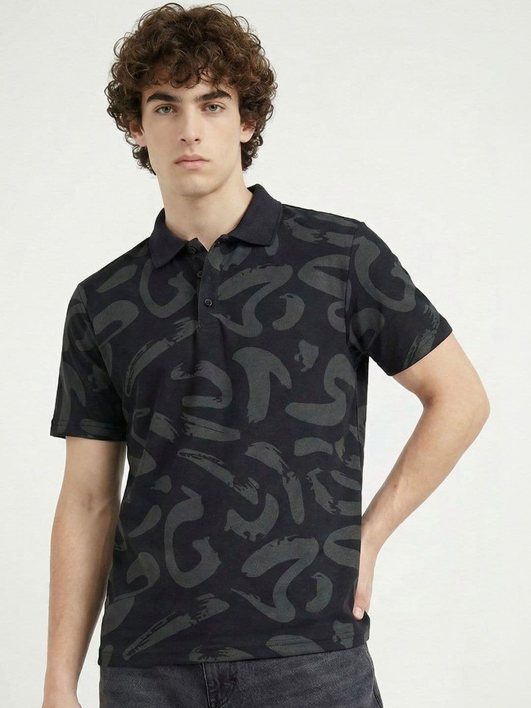 glitchez Men Printed Polo Collar T-shirt - view 1