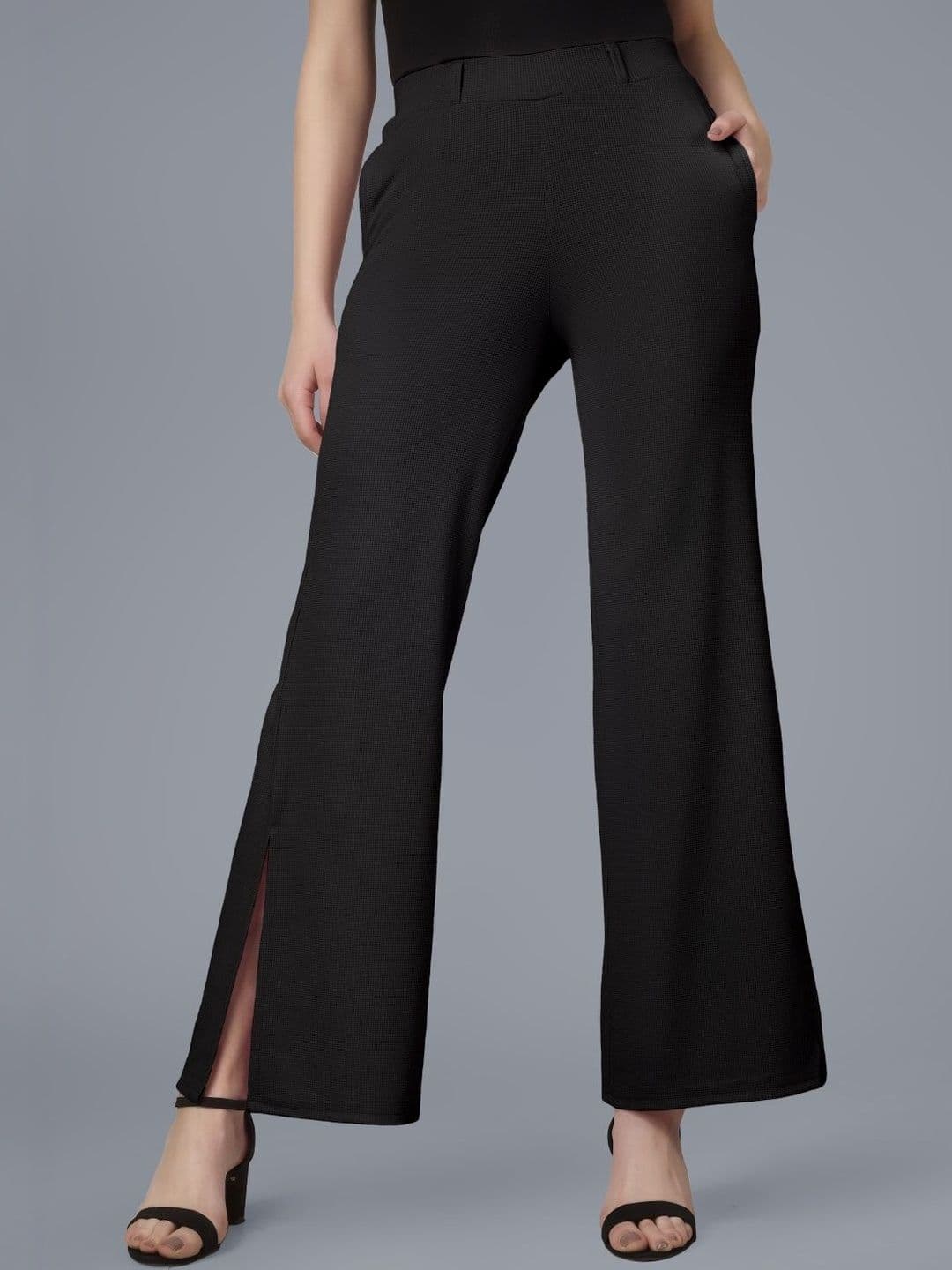Plus Size Women Textured Relaxed Wrinkle Free Trousers - view 1