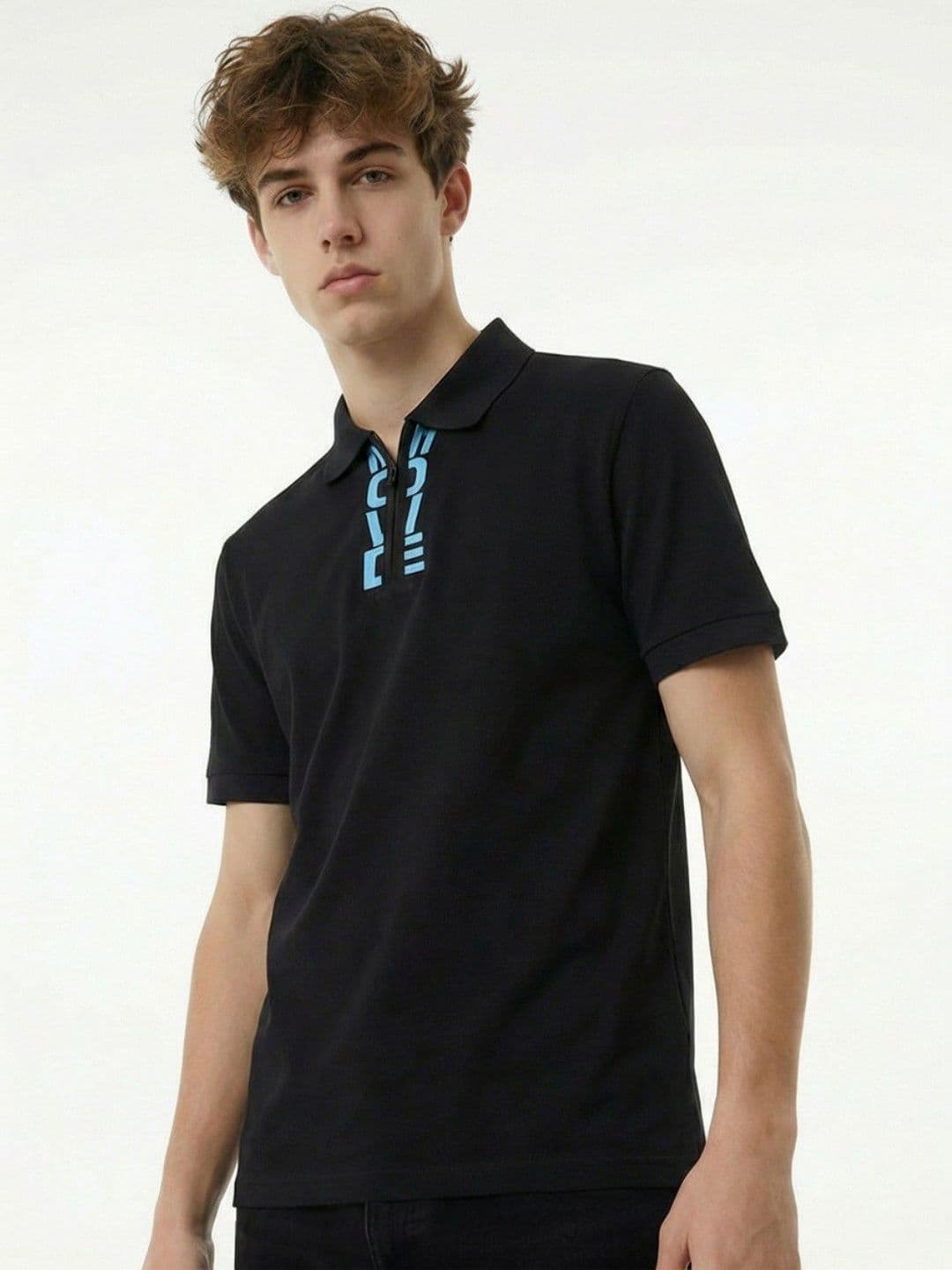 glitchez Men Typography Printed Polo Collar T-shirt - view 1