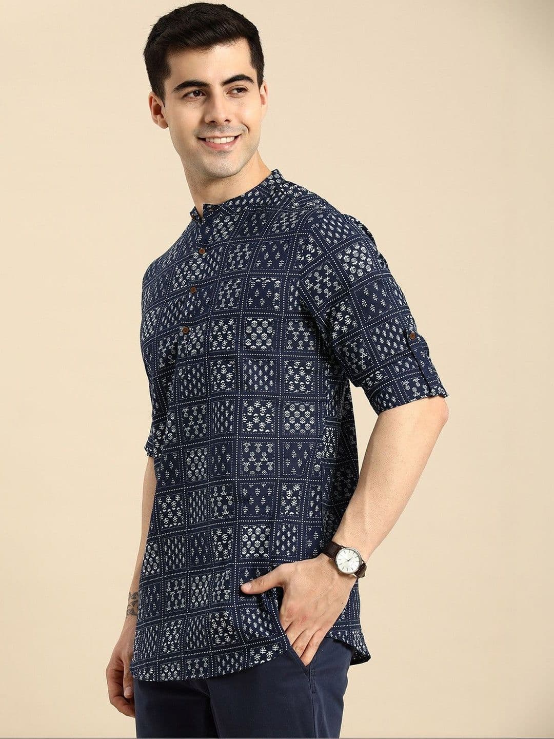 ZBIO Men Geometric Printed Kurta - view 1