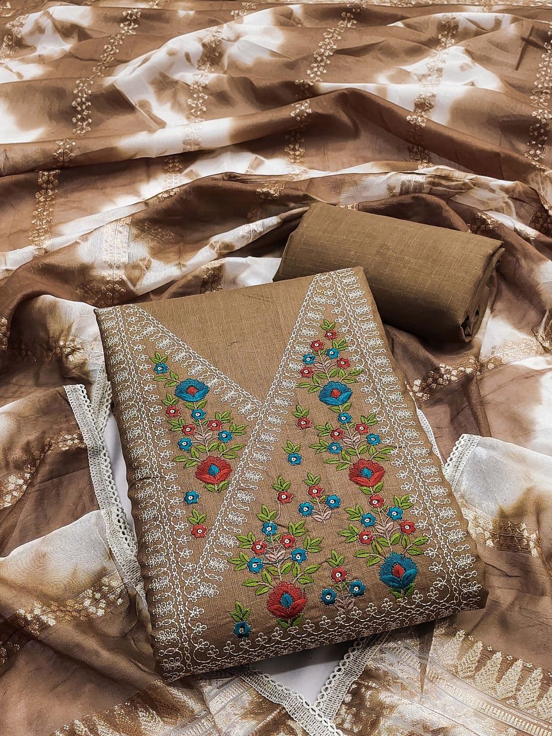 Dhaaga Ghar Embroidered Unstitched Dress Material - view 1