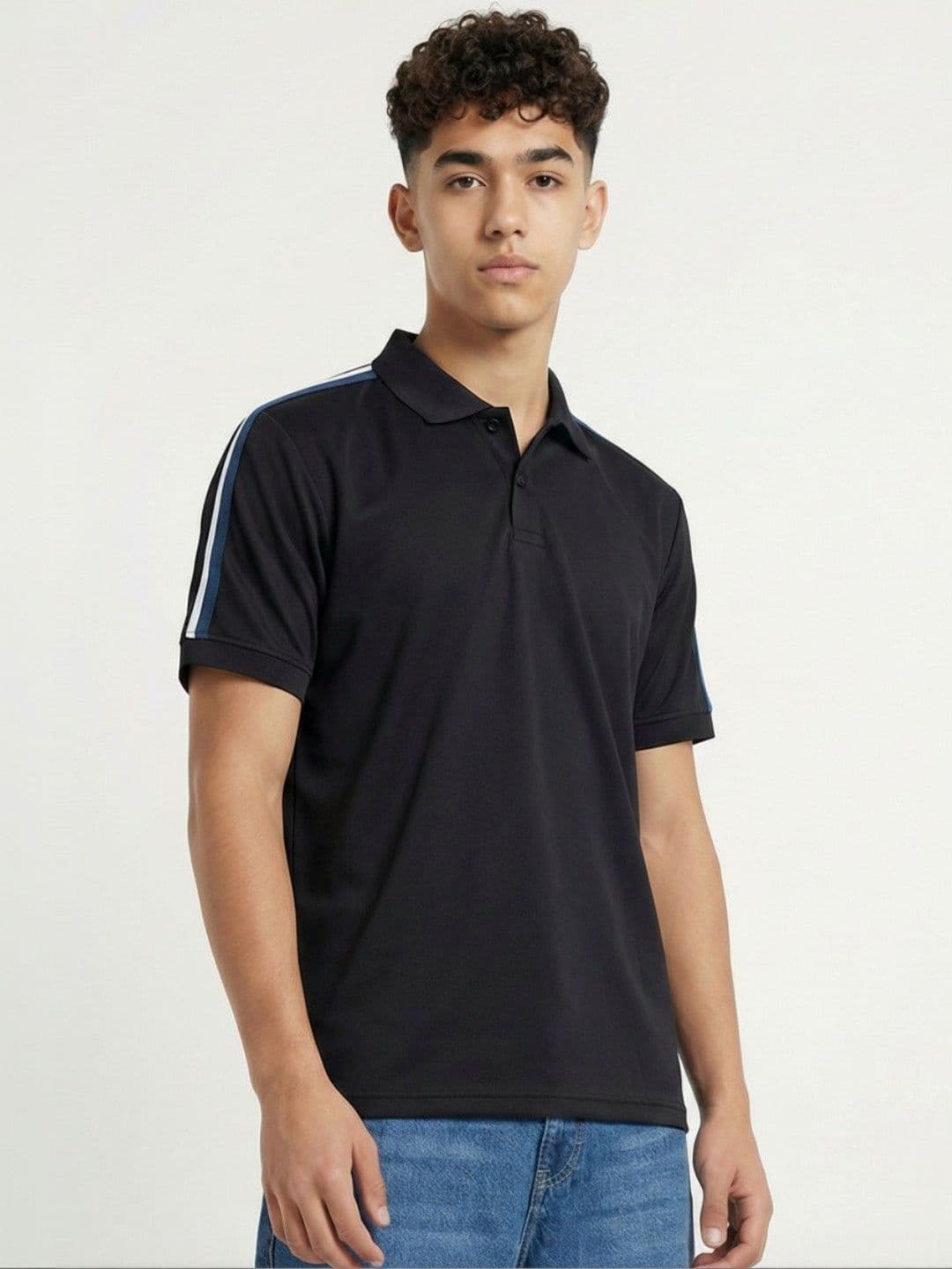 glitchez Men Striped Polo Collar T-shirt - view 1