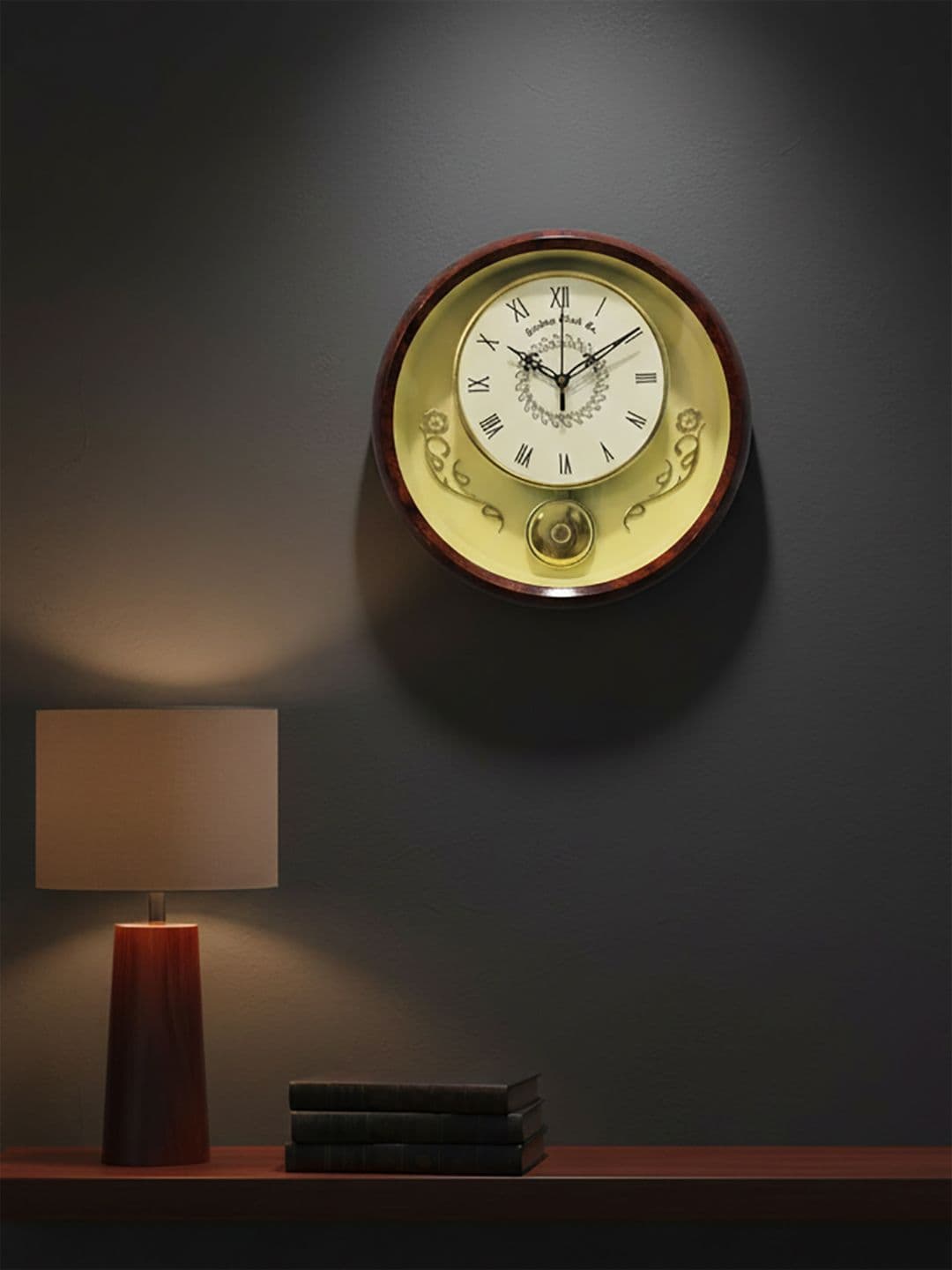 RANDOM Beige Printed Contemporary Round Shaped Wall Clock - view 1