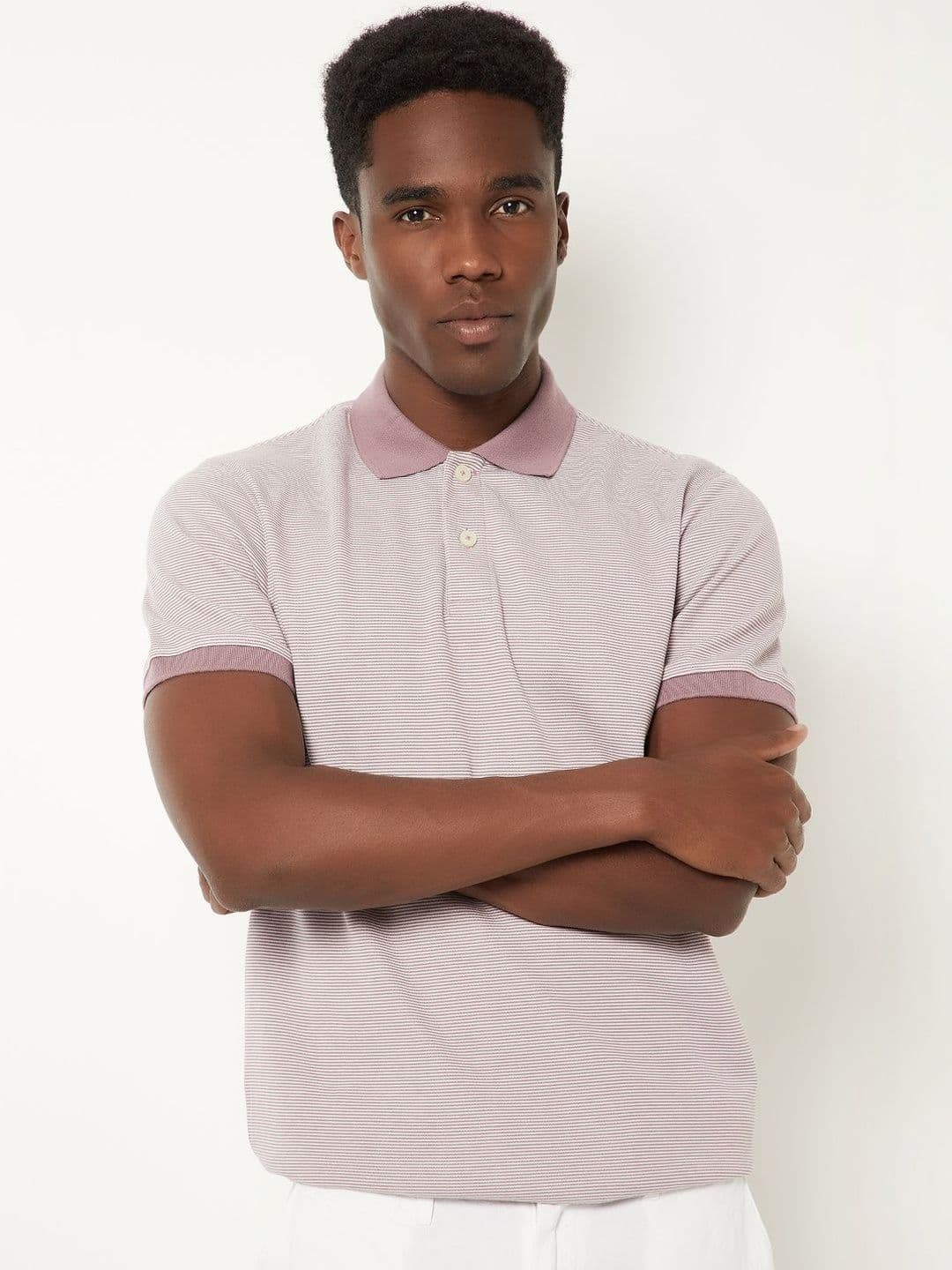 max Men Striped Polo Collar T-shirt - view 1