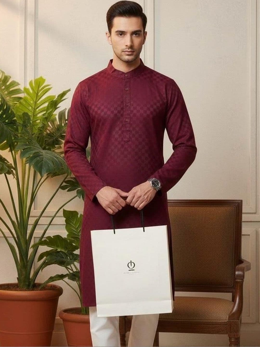 Sypher Boutique Men Printed Khadi Kurta - view 1