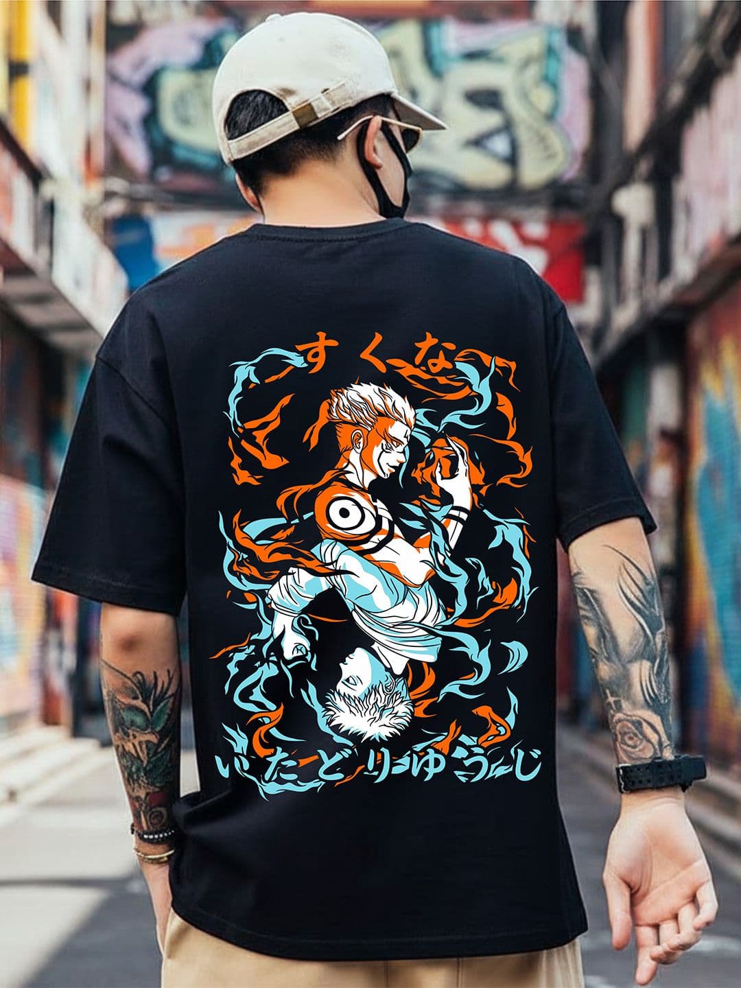 Uniplanet store Anime Printed Round Neck Cotton Oversized T-shirt - view 1