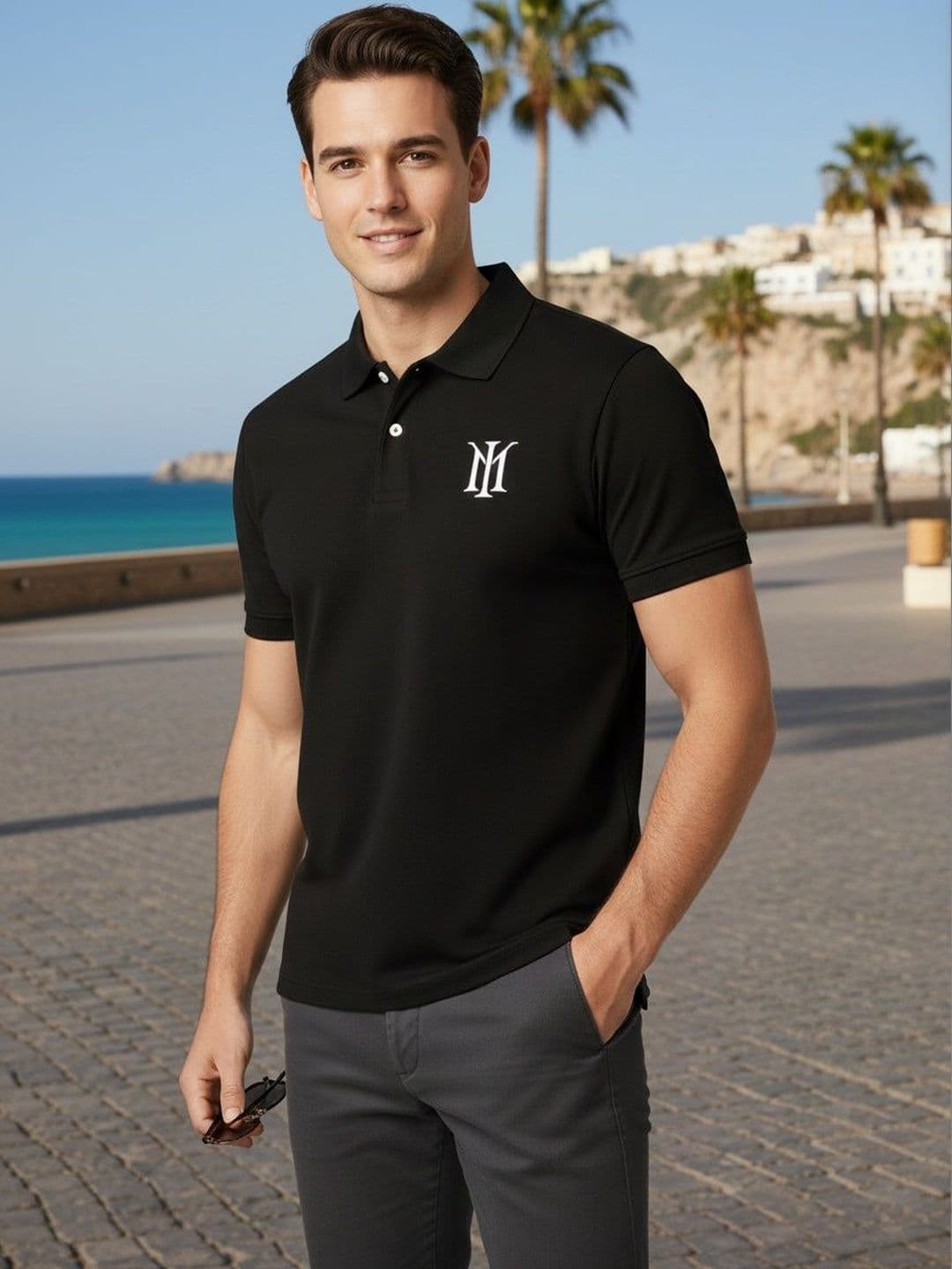 GENZILOOKS Men Polo Collar Organic Cotton T-shirt - view 1