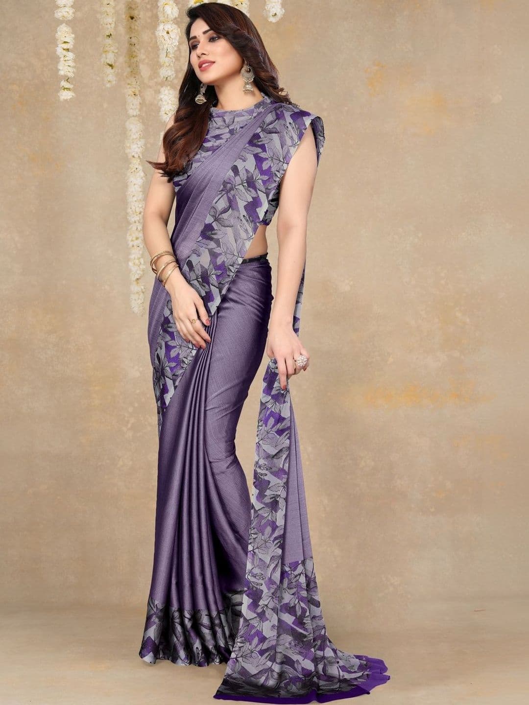 KALINI Floral Poly Chiffon Saree - view 1