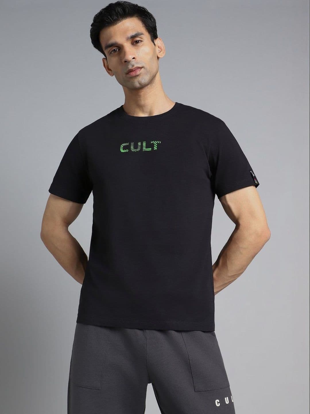 CULT Men Black Branding Printed T-shirt - view 1