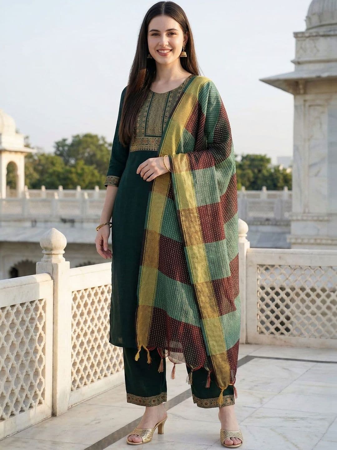 Indo Era Woven Design Art Silk Dupatta with Zari - view 1