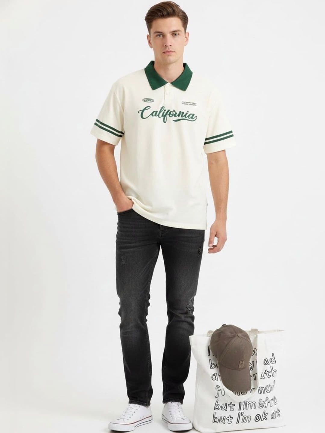 AVEJO Men Typography Printed Polo Collar T-shirt - view 1