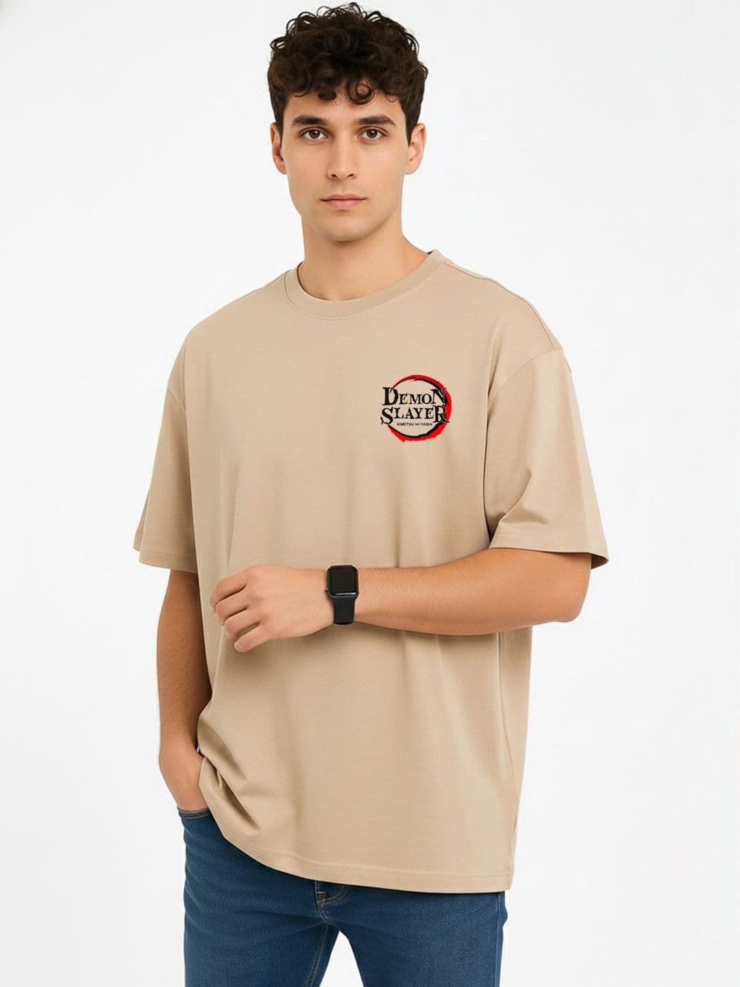 Organic Chics Men's Demon Slayer Graphic Oversized T-shirt - view 1