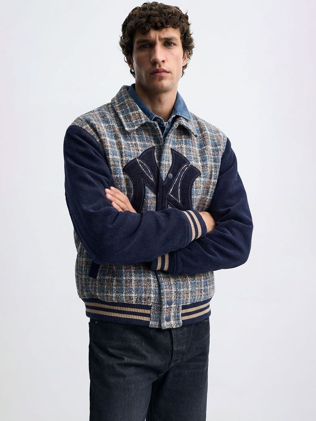 FUGAZEE Men Checked Bomber with Patchwork Jacket - view 1