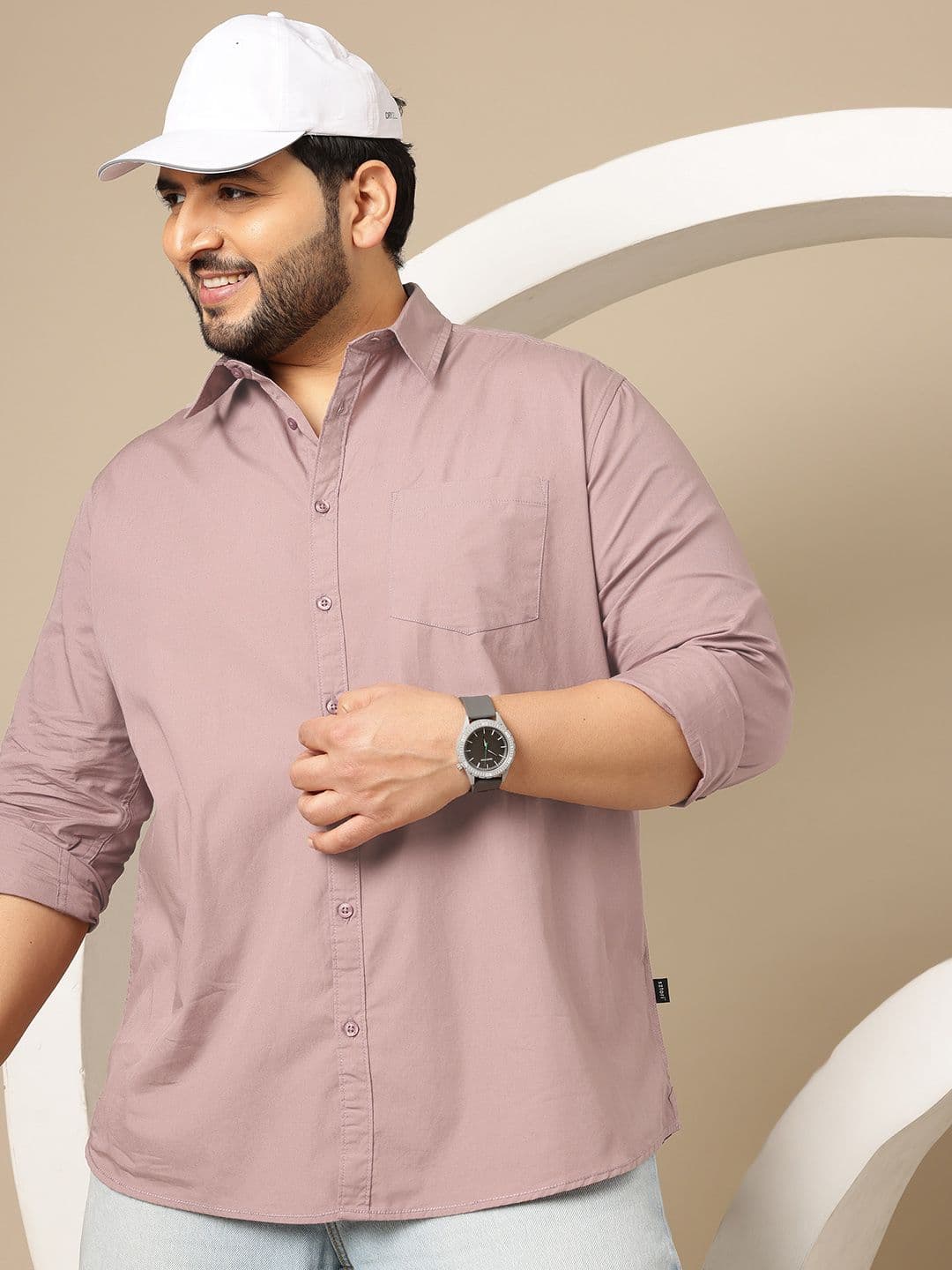 Sztori Plus Size Spread Collar Pure Cotton Shirt - view 1