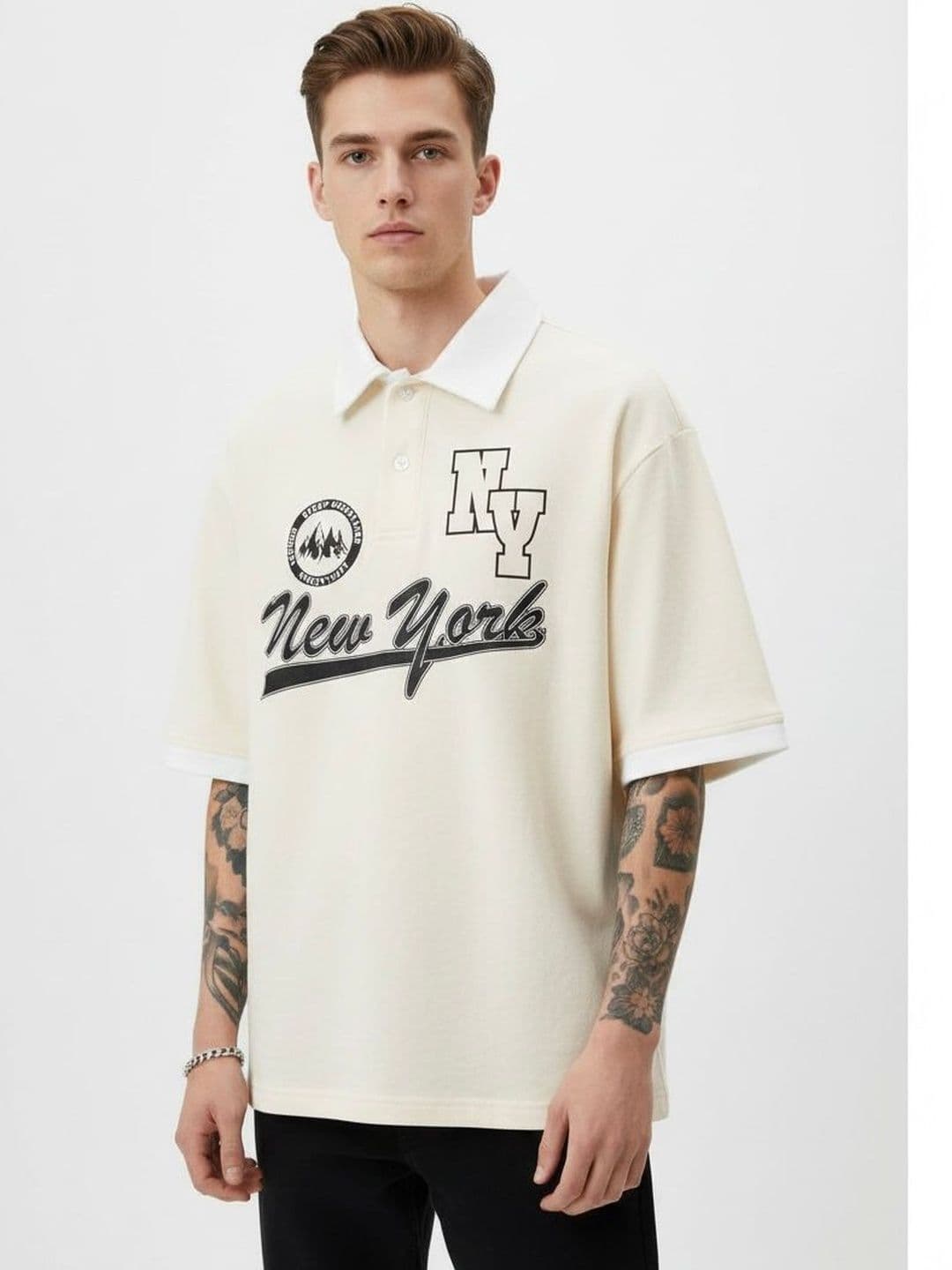 AVEJO Men Typography Printed Polo Collar T-shirt - view 1