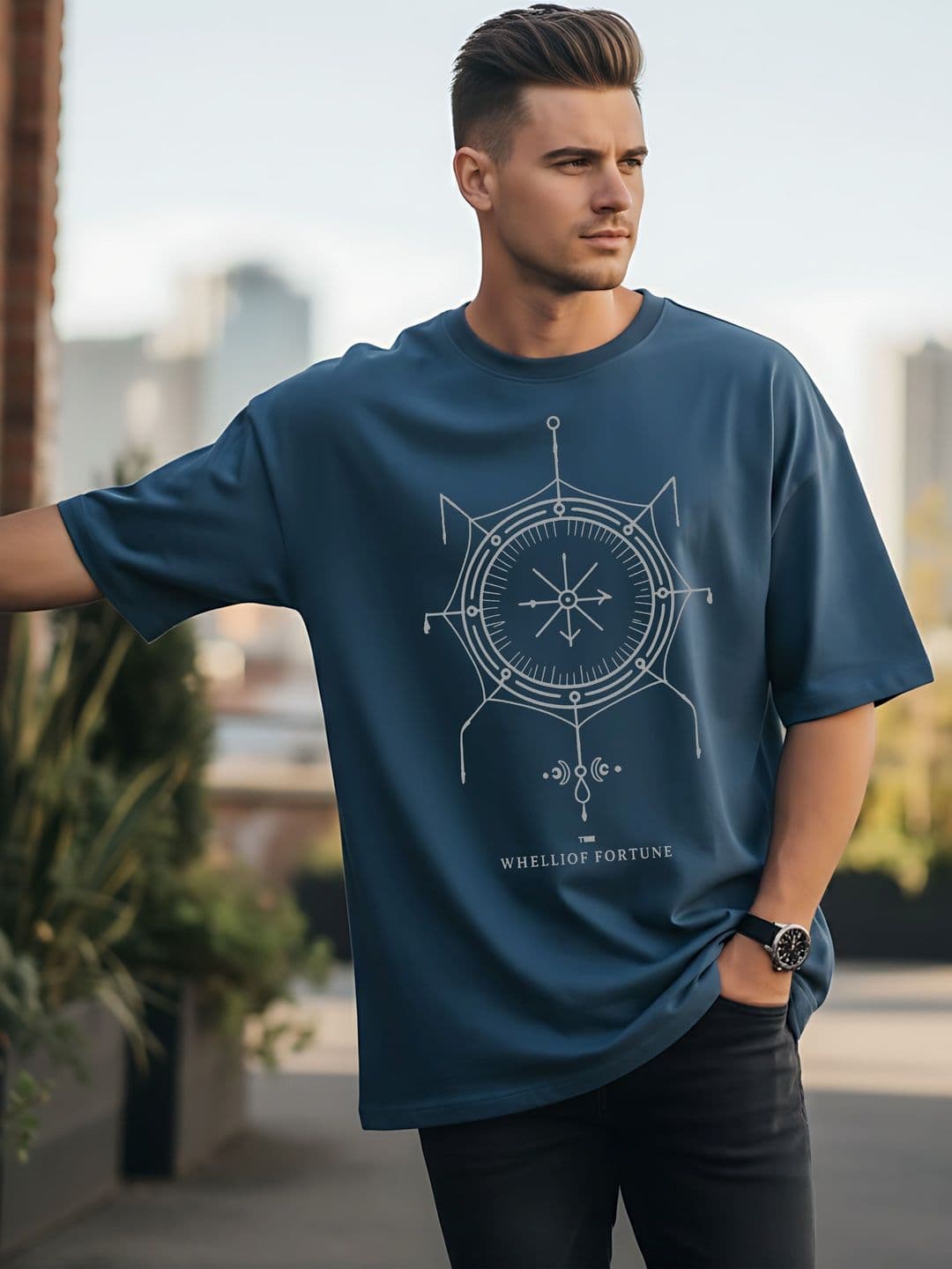 Moda Rapido Men Printed Drop-Shoulder Sleeves T-shirt - view 1