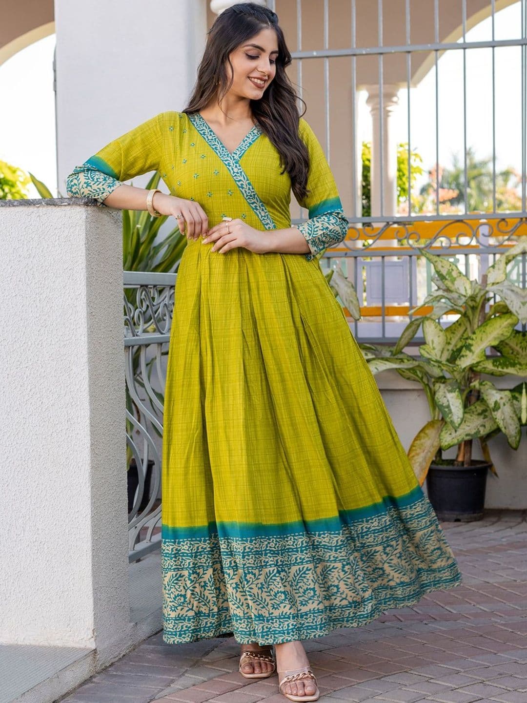 PITRIS Women Floral Printed Thread Work Anarkali Kurta - view 1