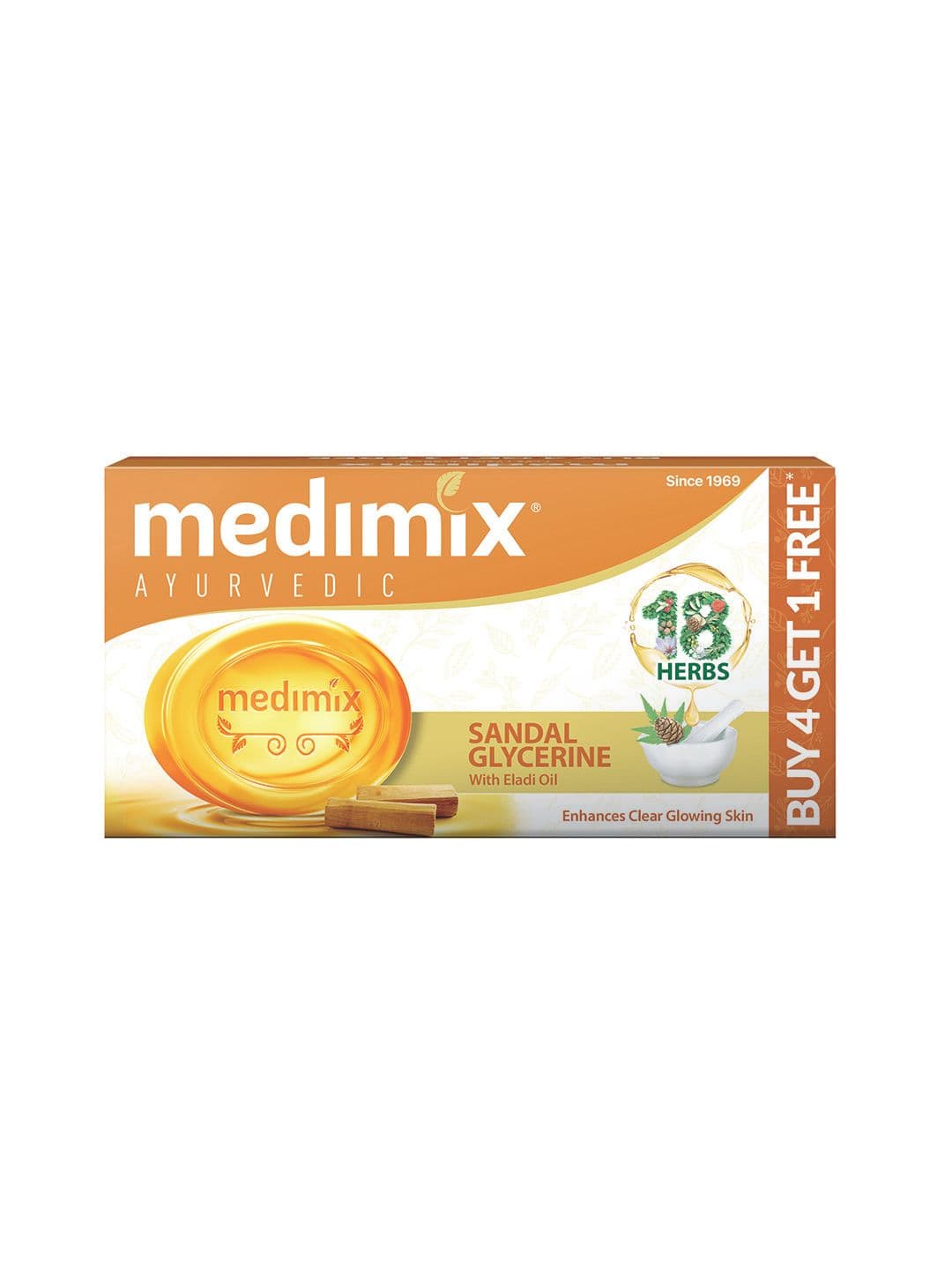 medimix AYURVEDIC Set of 5 Sandal Bathing Soap with Eladi Oil - 125 g each - view 1
