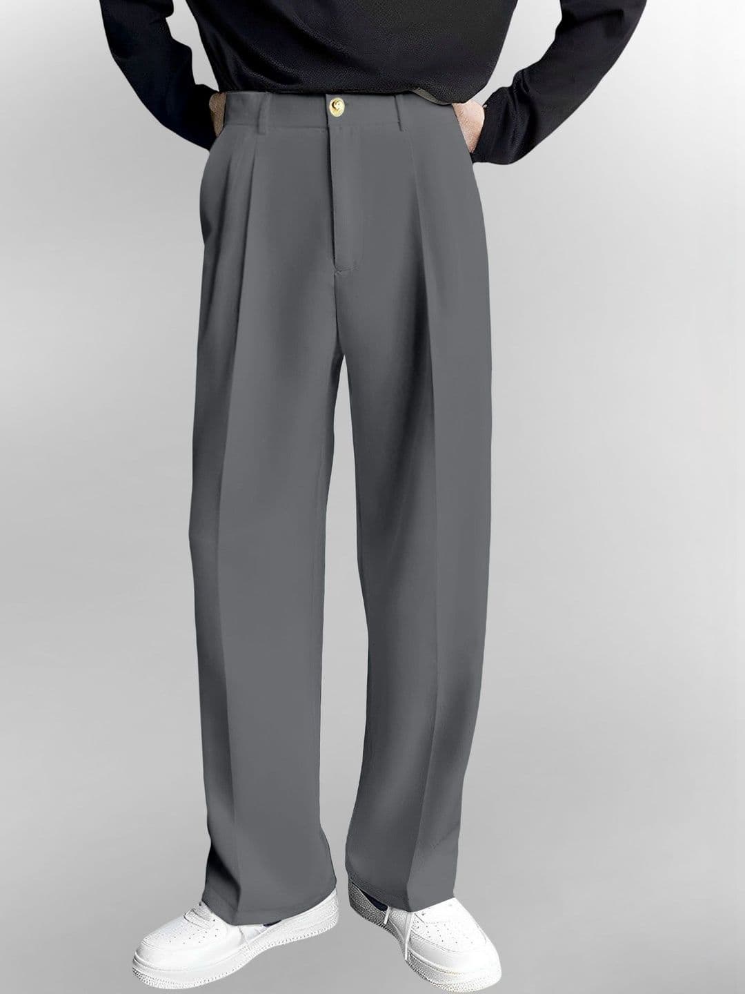 TRIBE Men Relaxed Loose Fit Easy Wash Pleated Trousers - view 1
